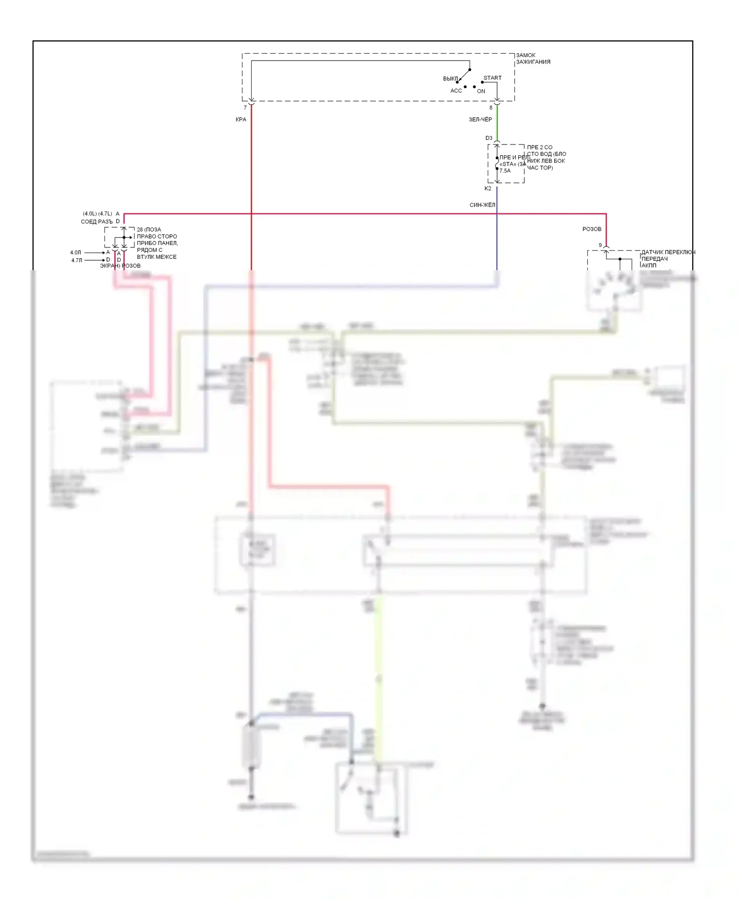 4Runner Toyota IV (2002-2005): Электросхема стартера 