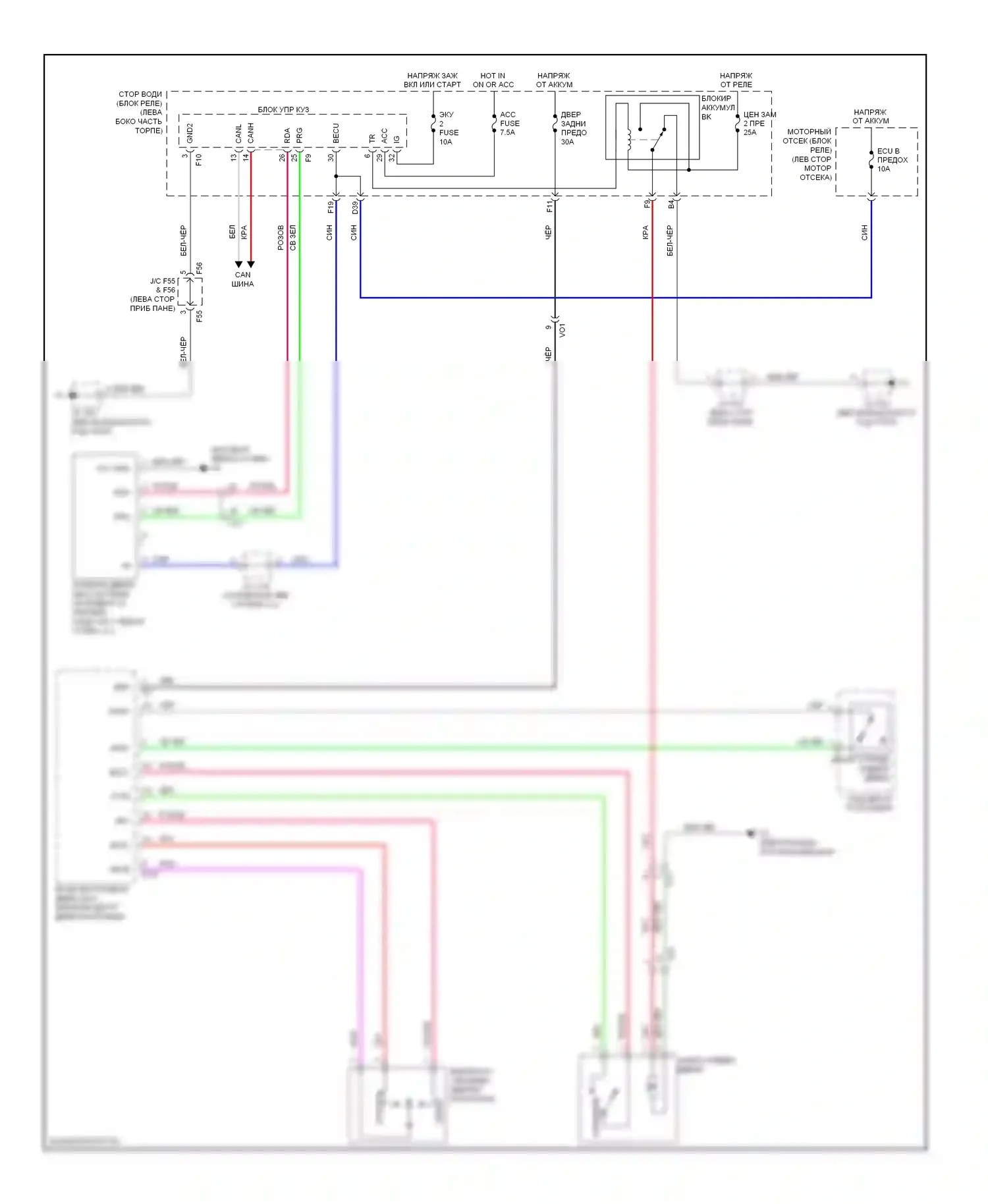 4Runner Toyota V (2009-2013): Электросхема устройства открывания задней двери 