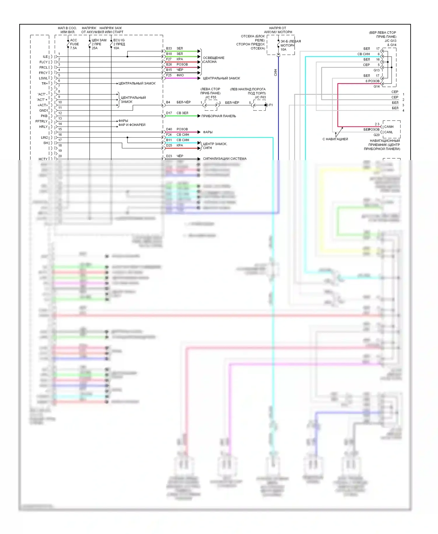 4Runner Toyota V (2009-2013): Электросхема блоков управления кузовом (1 из 2) 