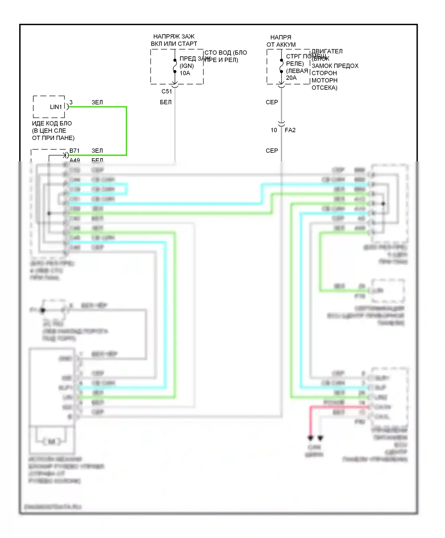 4Runner Toyota V (2009-2013): Электросхема рулевой колонки 