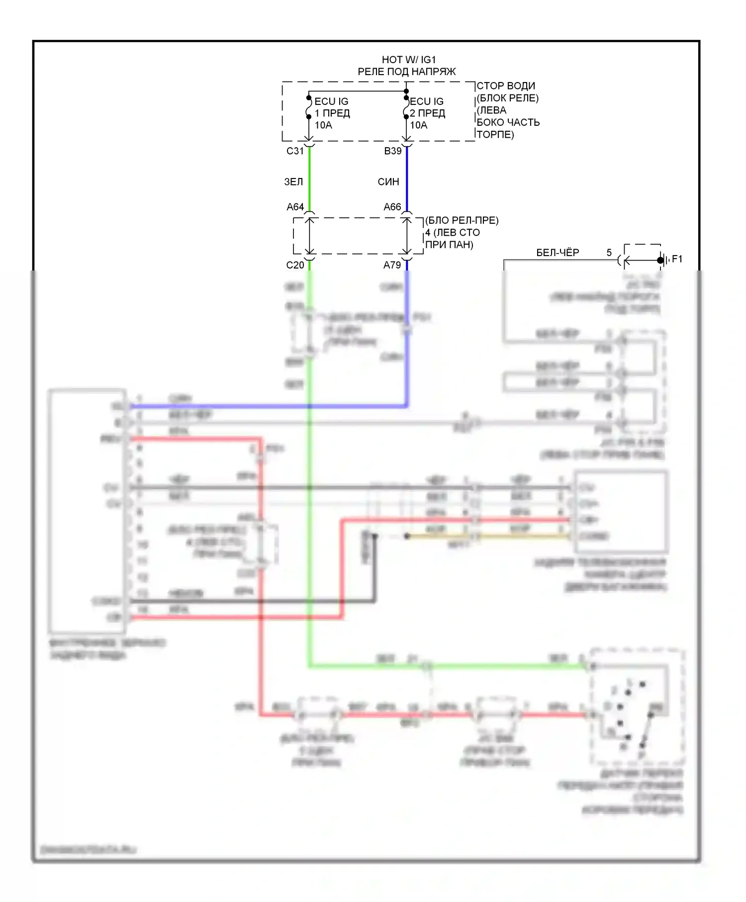 4Runner Toyota V (2009-2013): Электросхема камеры заднего вида 