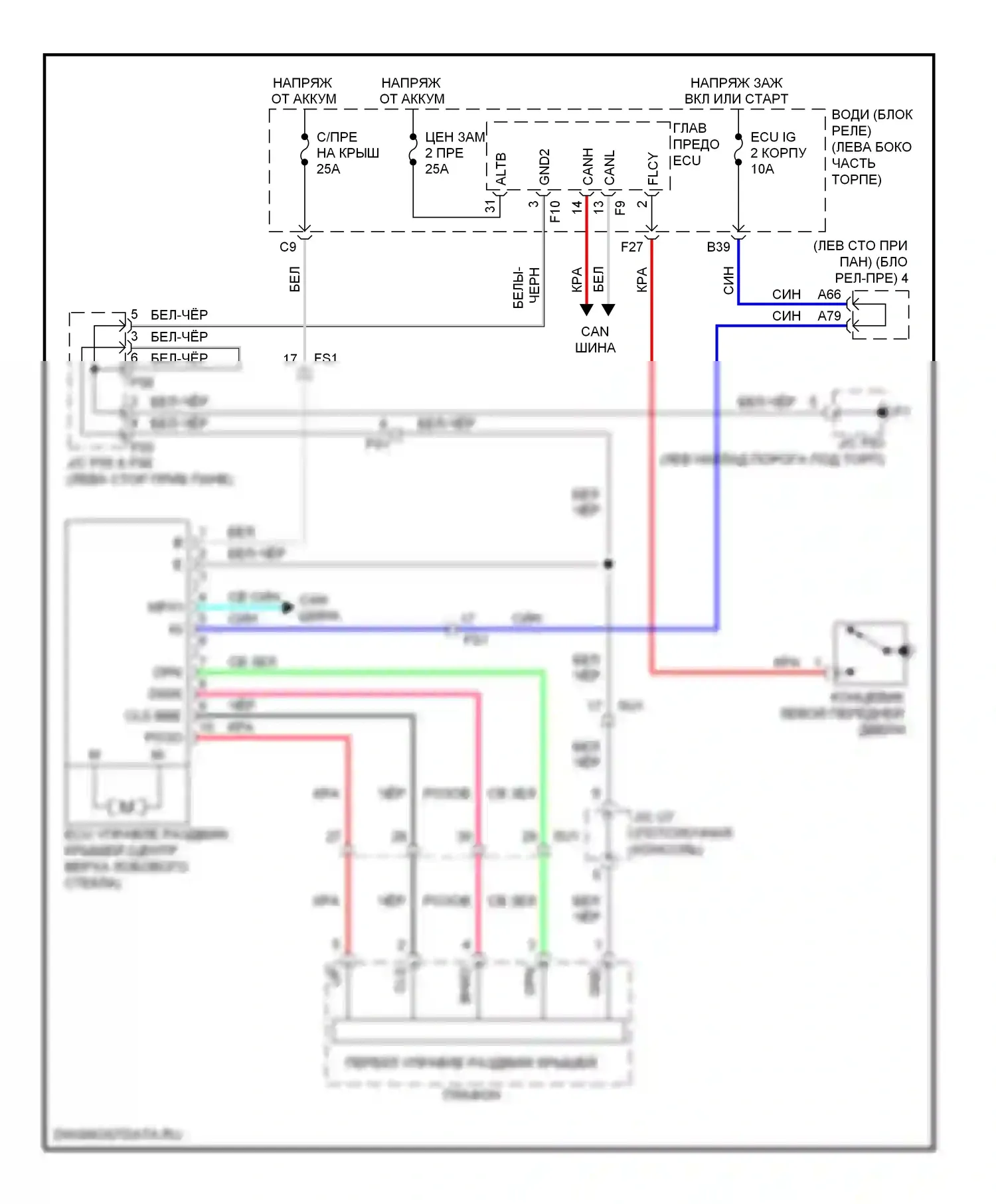 4Runner Toyota V (2009-2013): Электросхема складной крыши/люка 