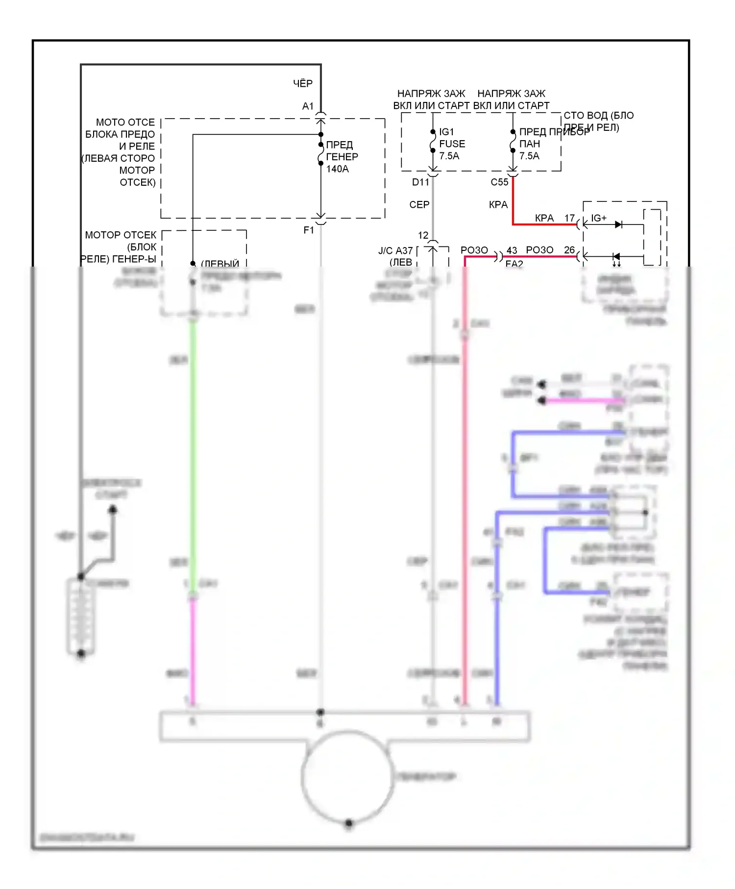 4Runner Toyota V (2009-2013): Электросхема генератора 