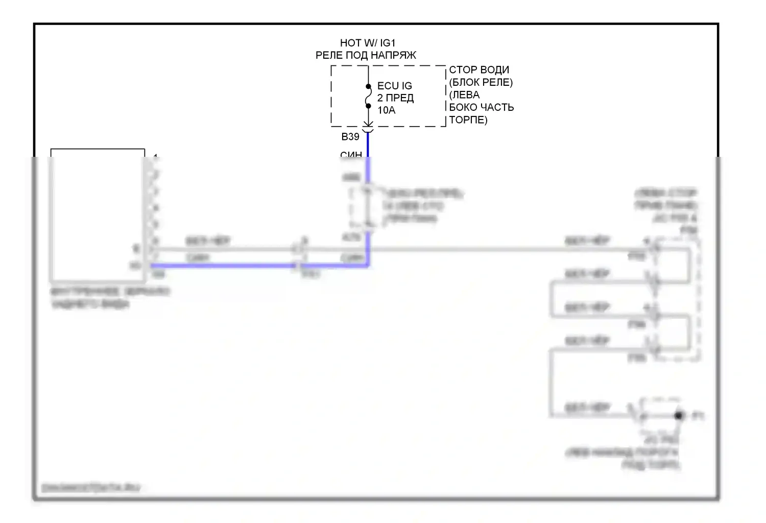 4Runner Toyota V (2009-2013): Электросхема электрохромного зеркала, без камеры заднего вида 