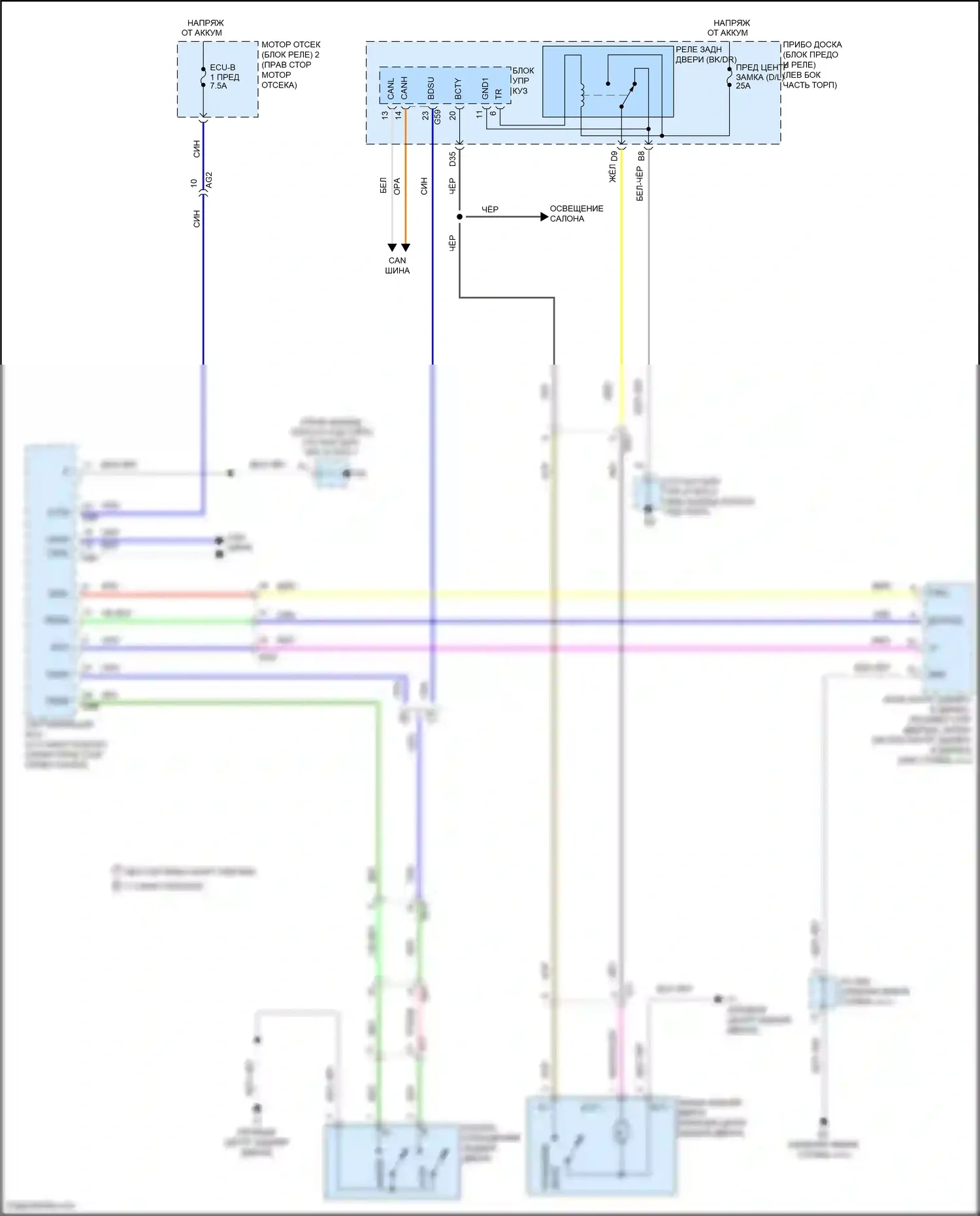 Aqua Toyota I рестайлинг 2 (2017-2021): Электросхема устройства открывания задней двери 