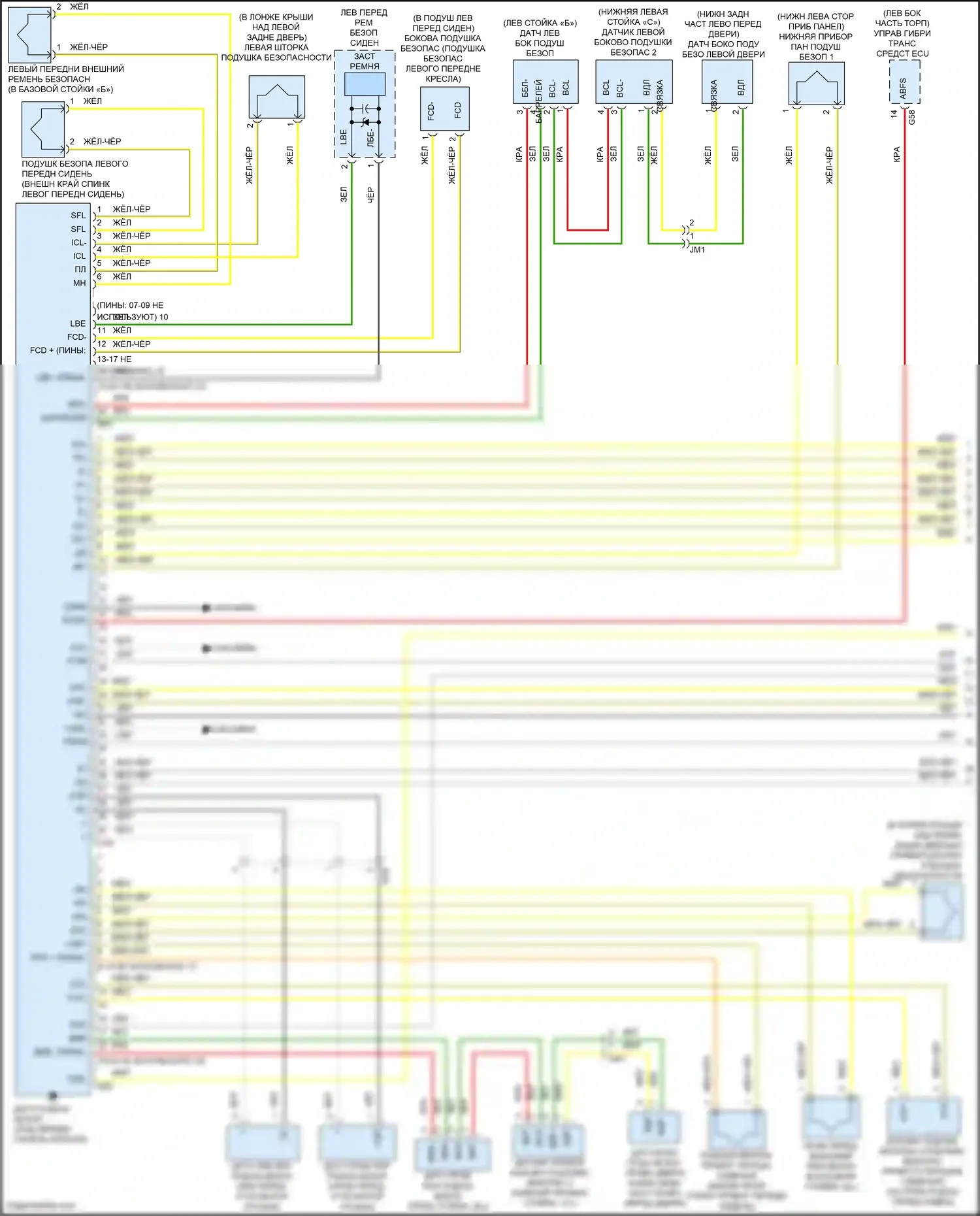 Aqua Toyota I рестайлинг 2 (2017-2021): Электросхема подушек безопасности (1 из 2) 