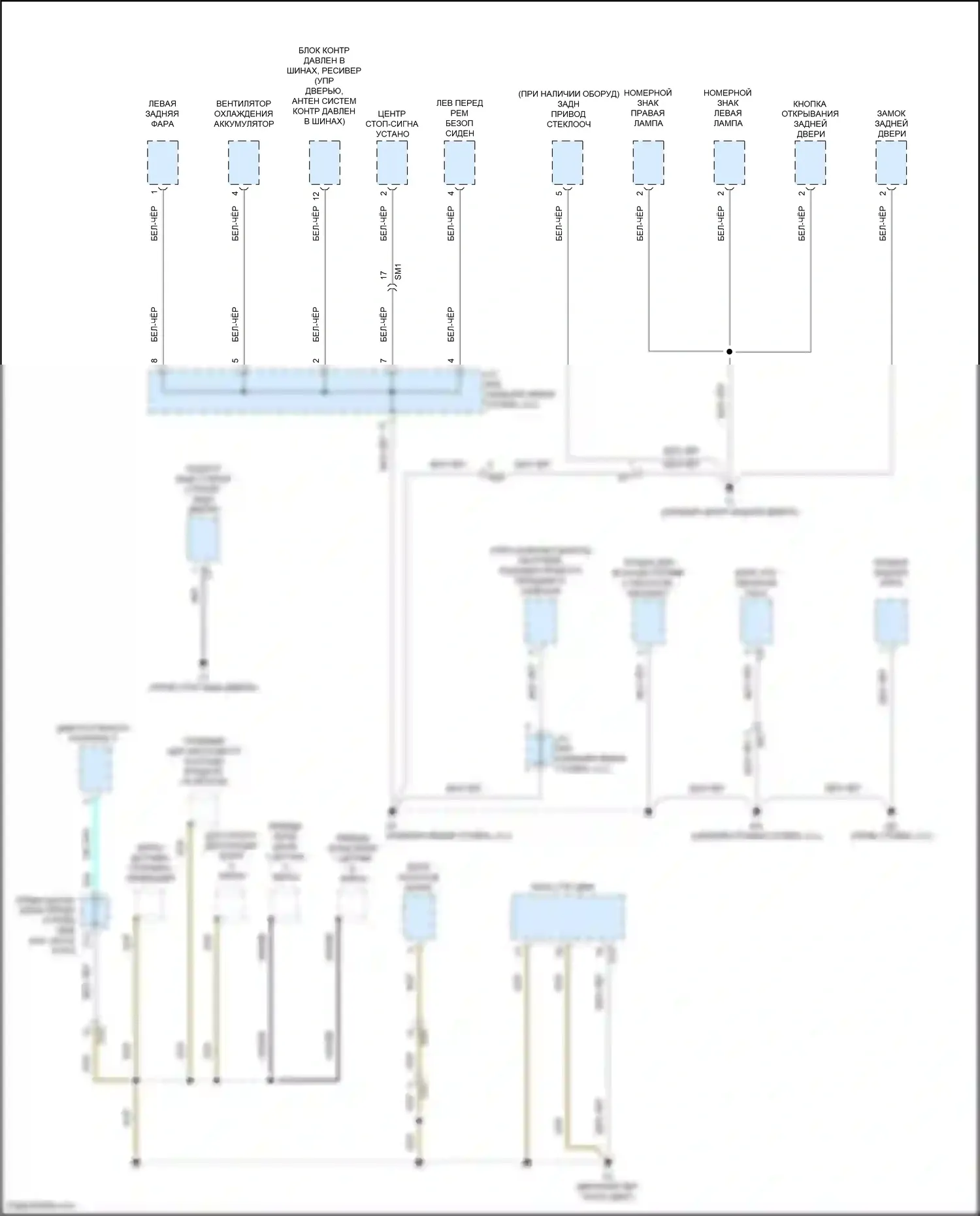 Aqua Toyota I рестайлинг 2 (2017-2021): Электросхема точек подключения масс (4 из 4) 