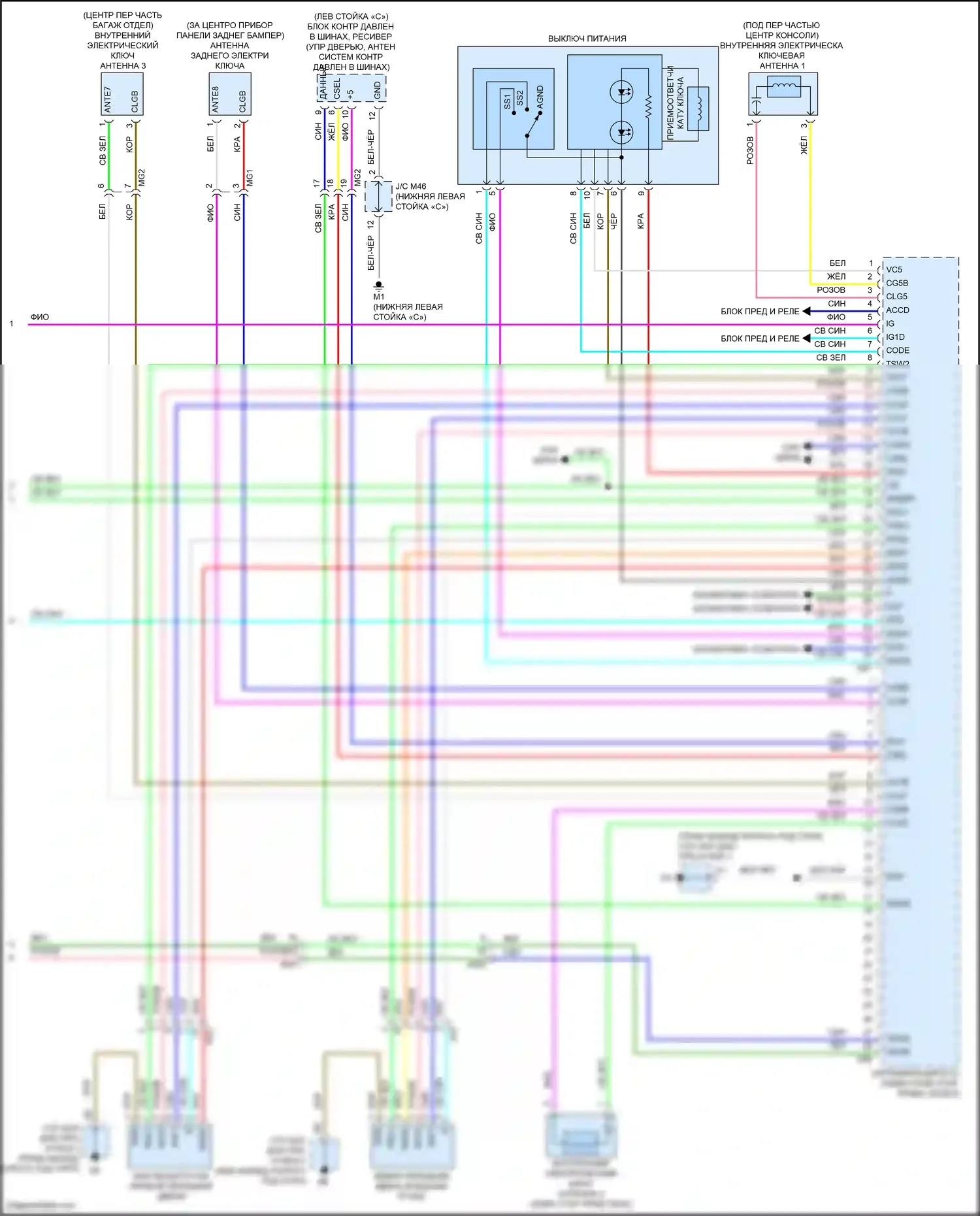 Aqua Toyota I рестайлинг 2 (2017-2021): Электросхема центрального замка, с интеллектуальной системой ключей (4 из 4) 