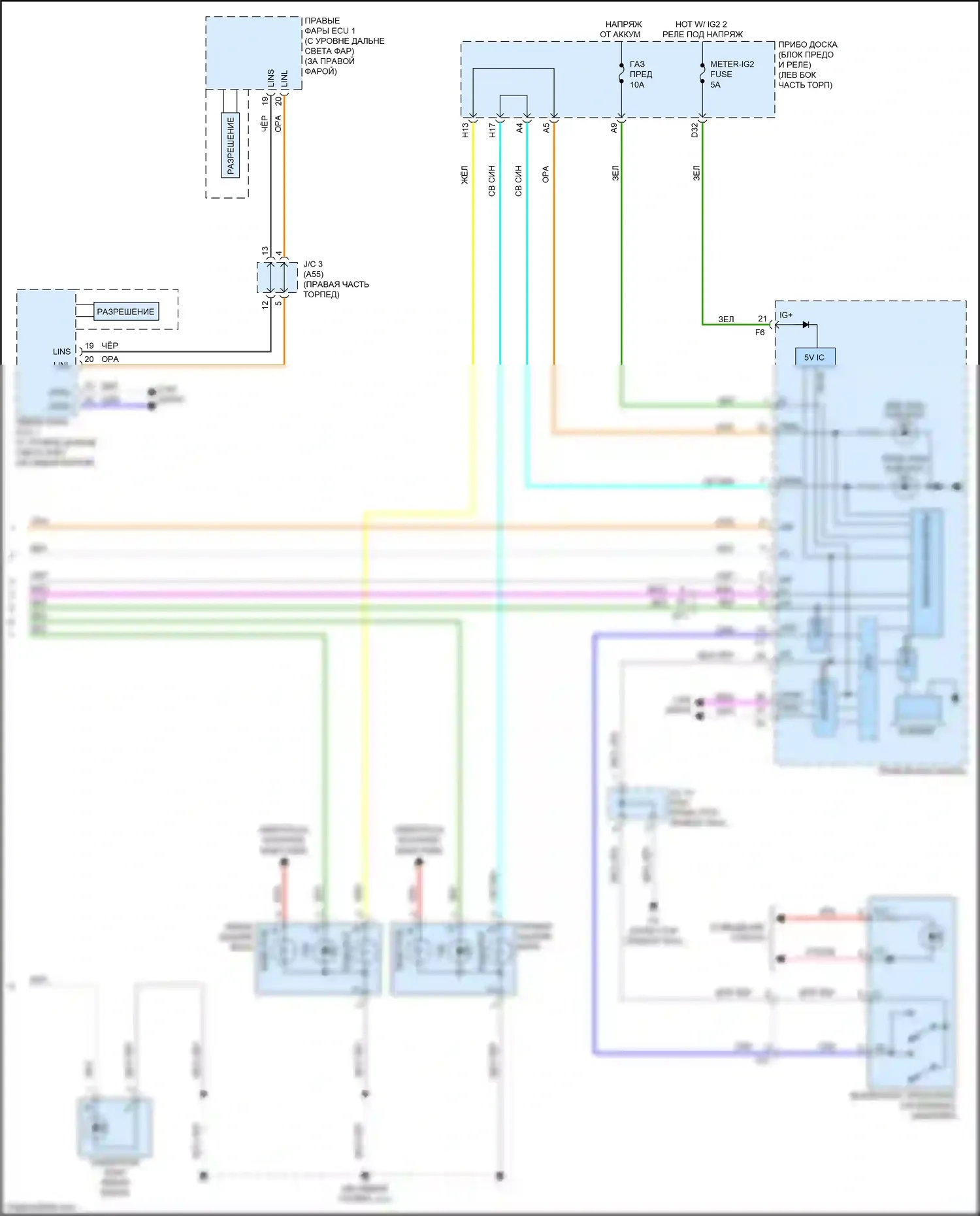 Aqua Toyota II (2021-2024): Электросхема фар и фонарей (3 из 3) 