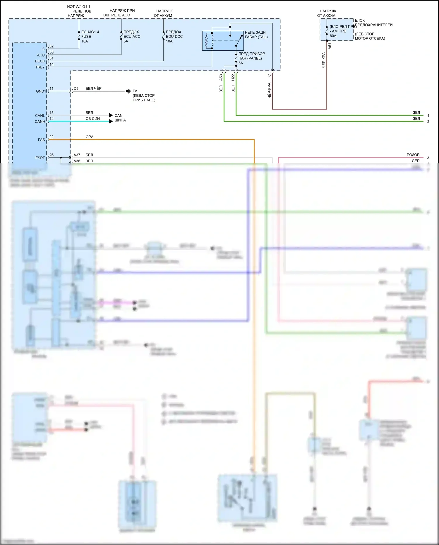 Aqua Toyota II (2021-2024): Электросхема подсветки приборной панели (1 из 4) 