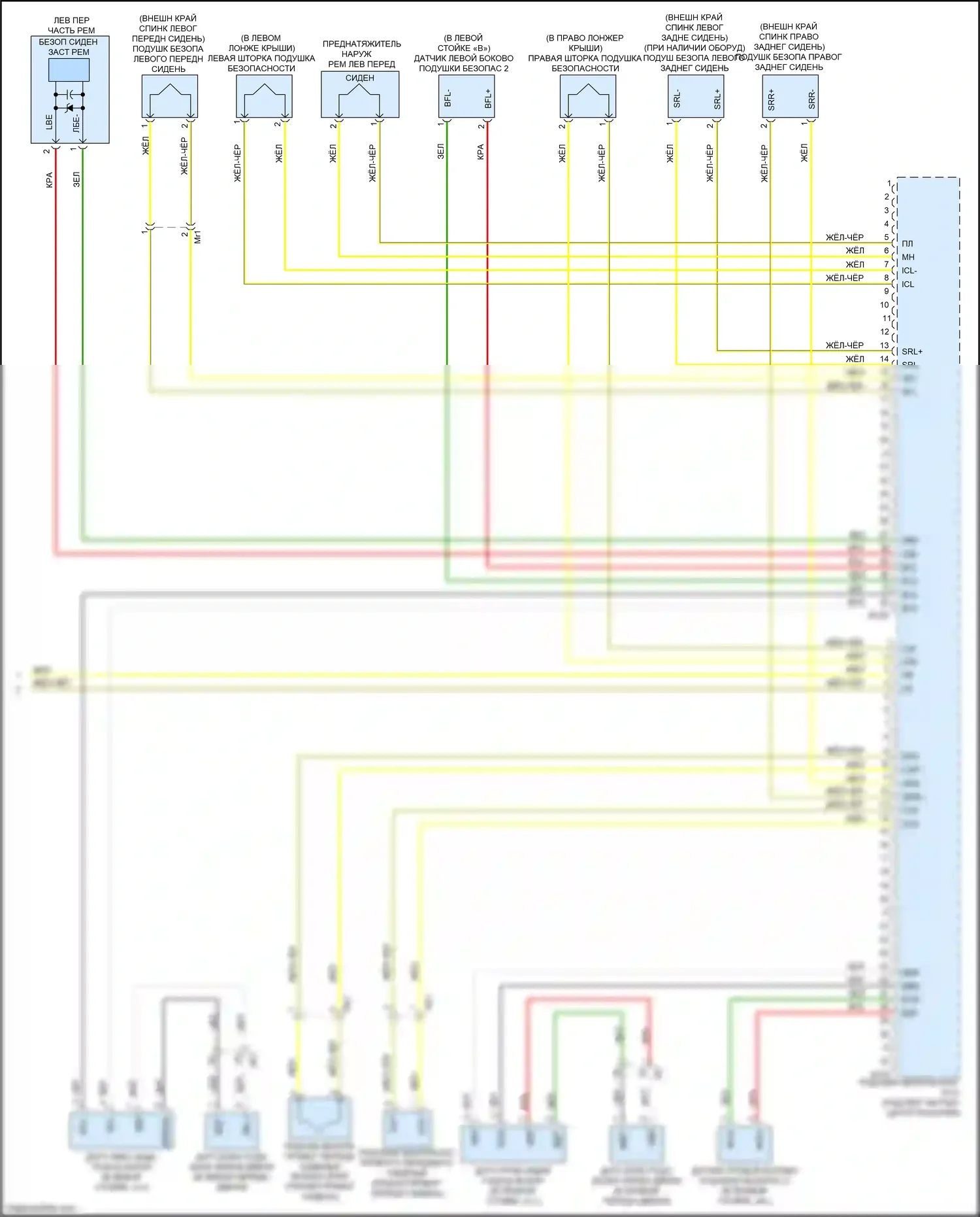 Aqua Toyota II (2021-2024): Электросхема подушек безопасности (3 из 3) 