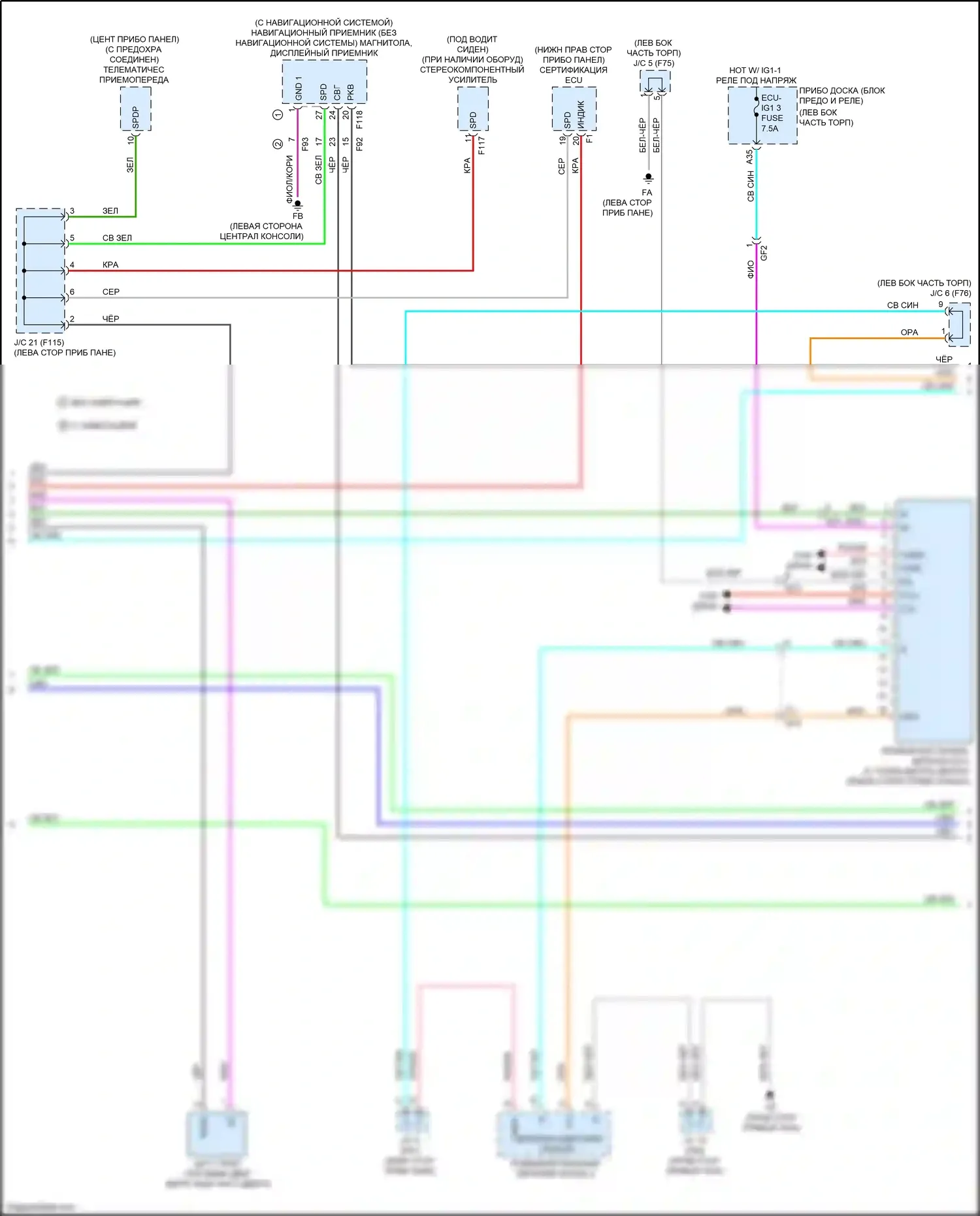Aqua Toyota II (2021-2024): Электросхема приборной панели (2 из 3) 