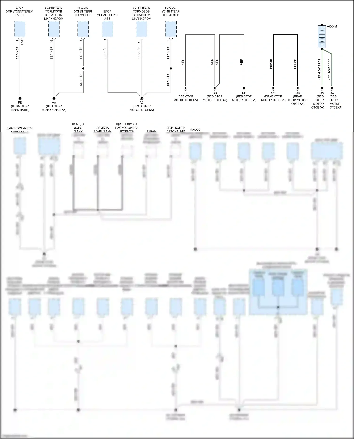 Aqua Toyota II (2021-2024): Электросхема точек подключения масс (2 из 5) 