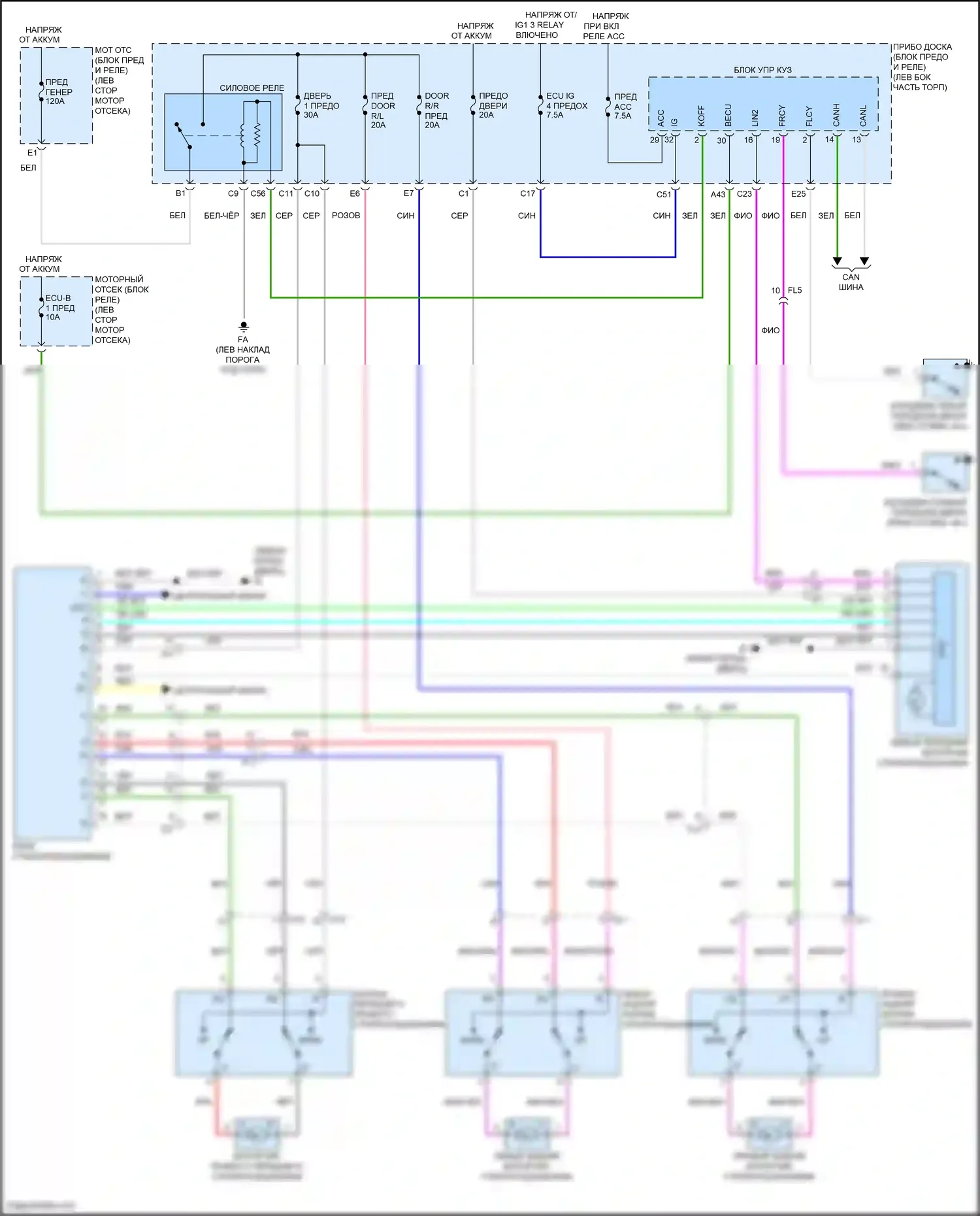Auris Toyota E180 рестайлинг (2015-2018): Стеклоподъемники электросхема 