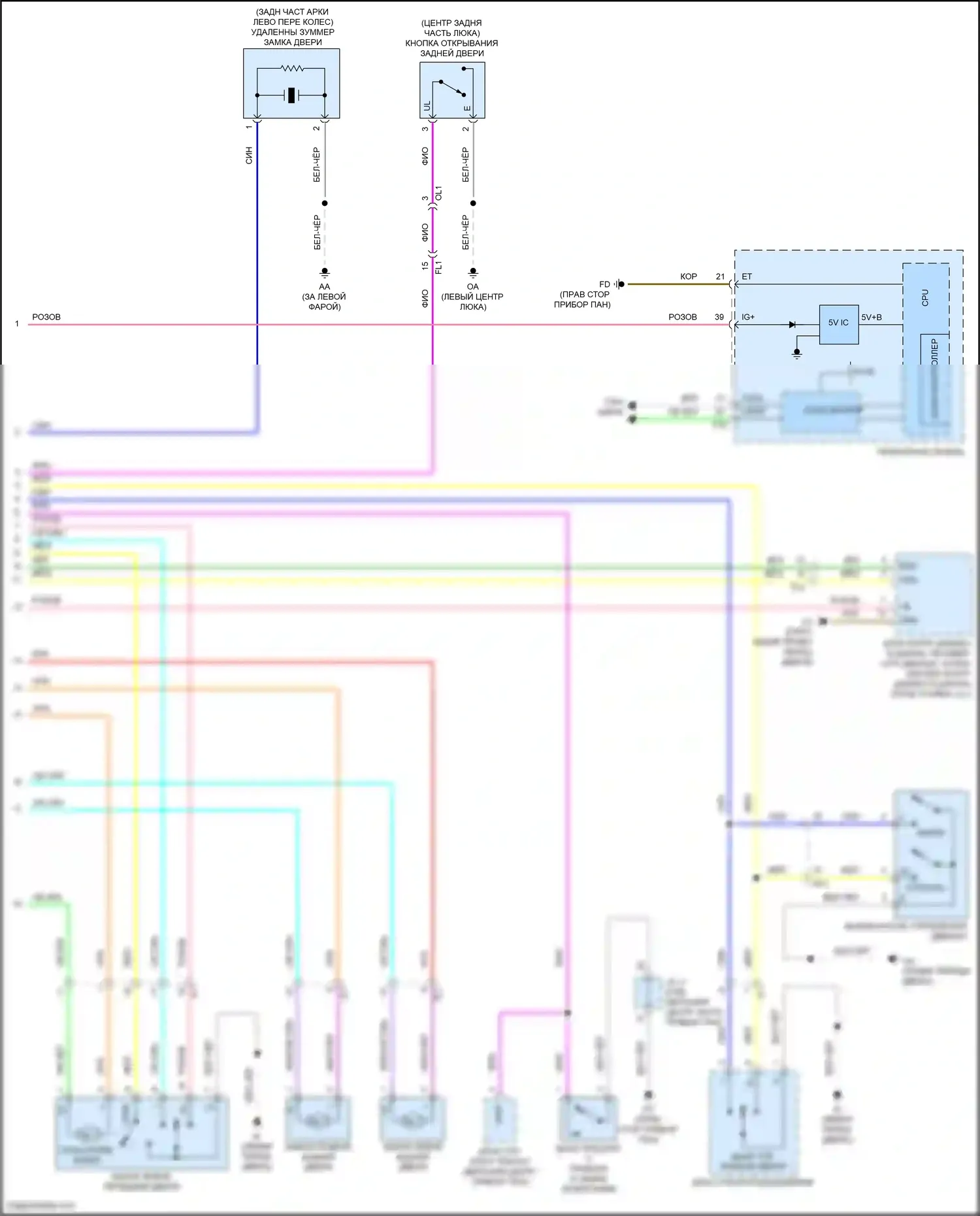 Auris Toyota E180 рестайлинг (2015-2018): Электросхема центрального замка (2 из 2) 