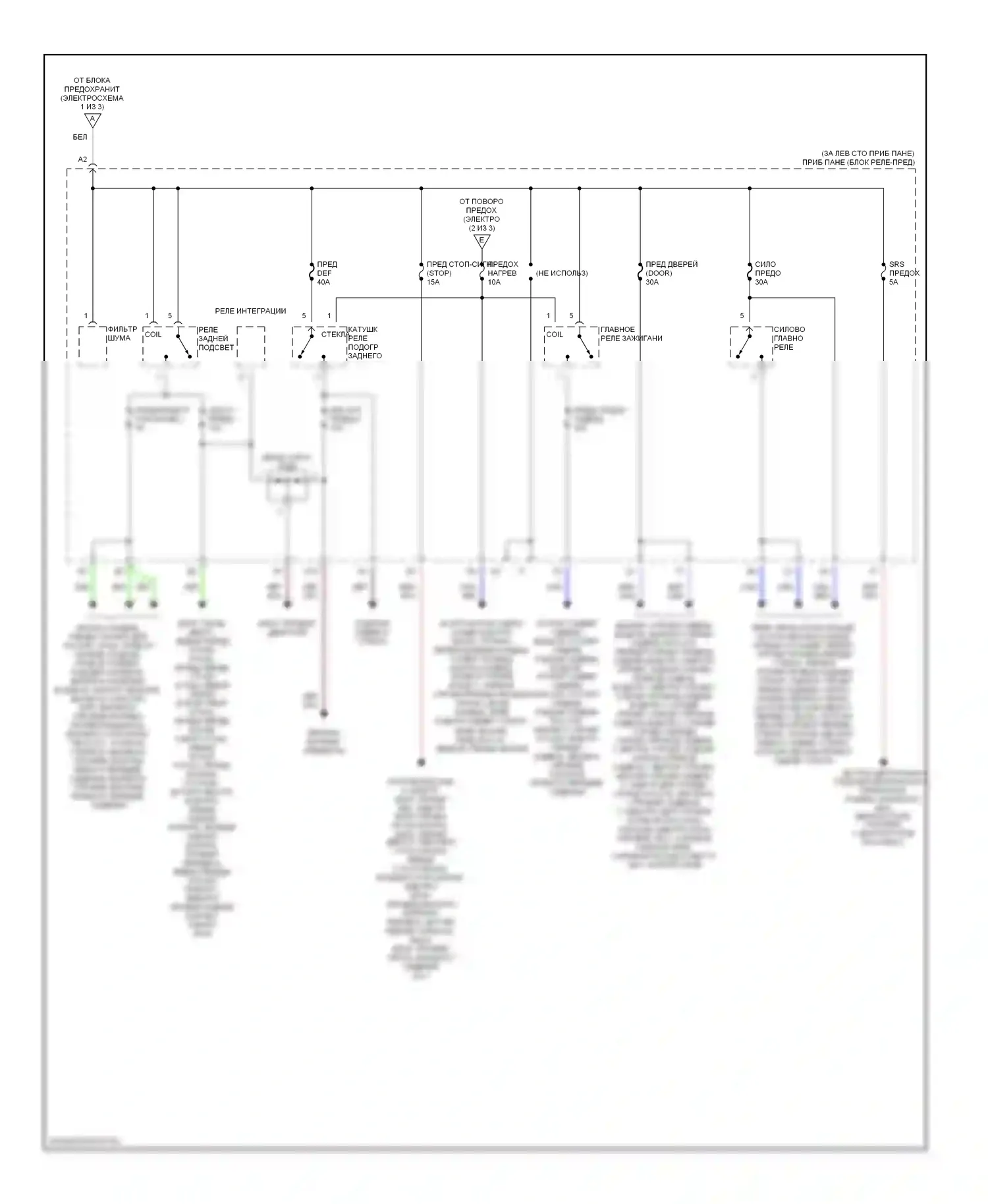 Avalon Toyota XX10 рестайлинг (1997-2000): Электросхема блока предохранителей реле (3 из 3) 