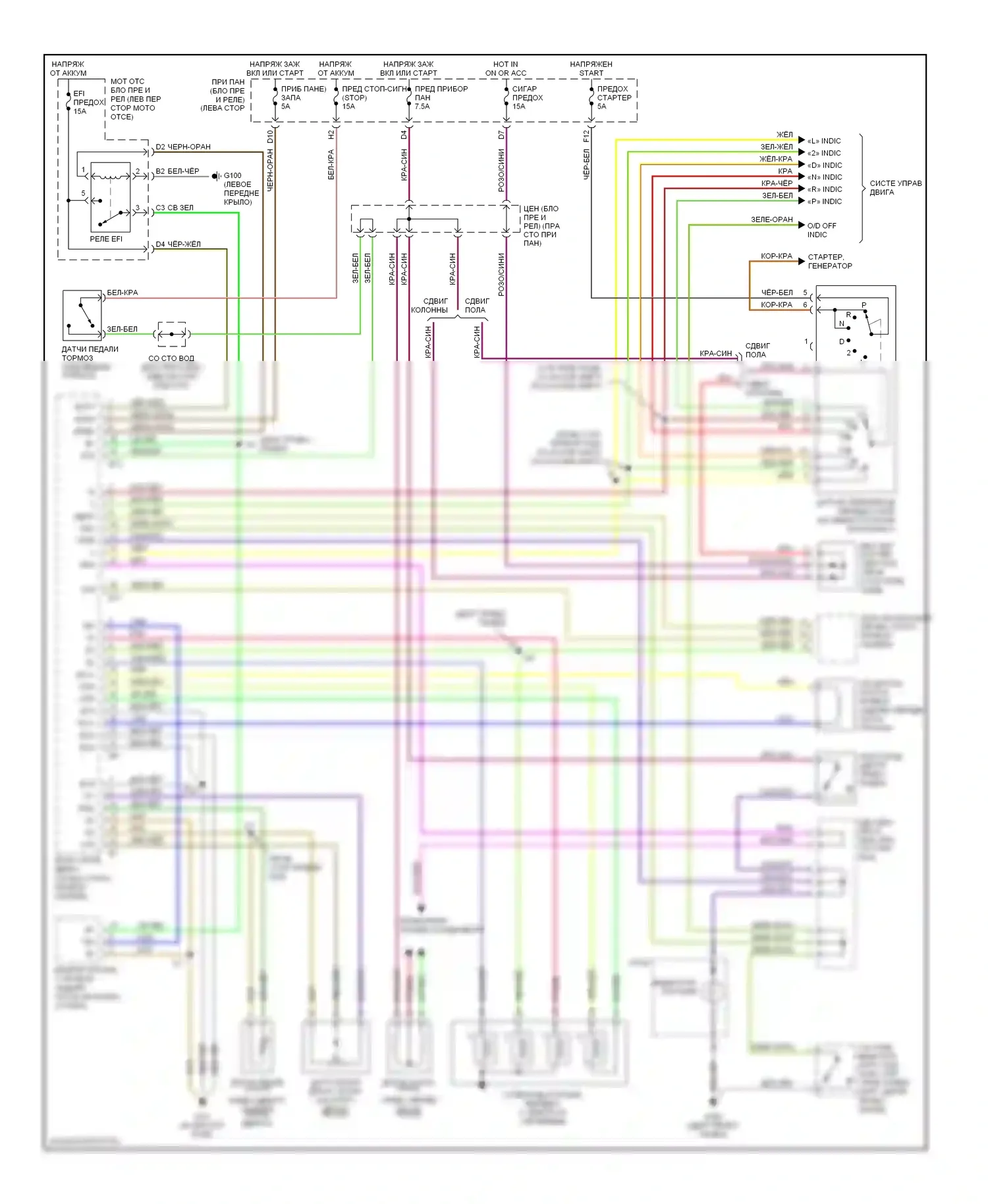 Avalon Toyota XX10 рестайлинг (1997-2000): Электросхема автоматической коробки передач, калифорния 