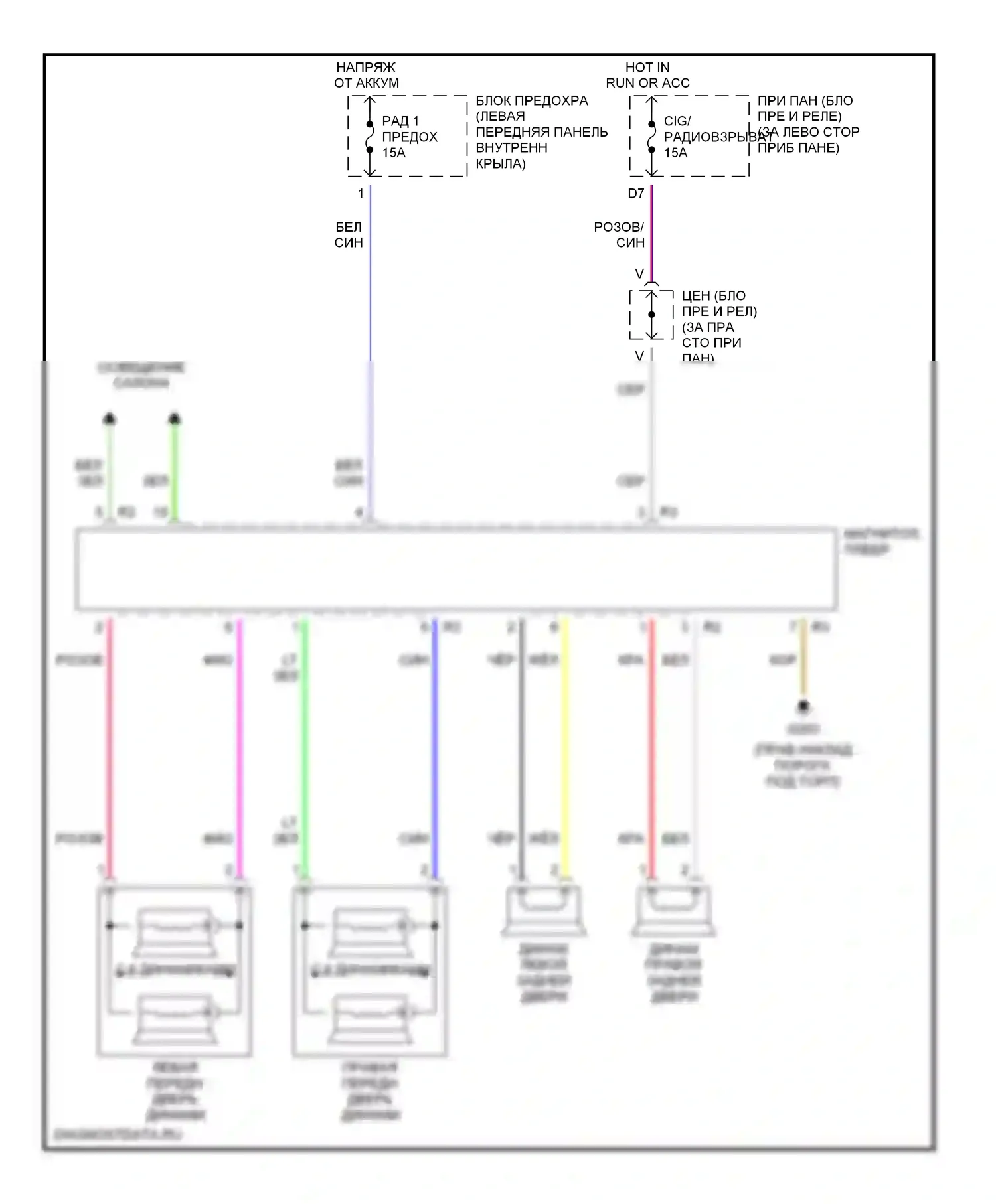 Avalon Toyota XX10 рестайлинг (1997-2000): Электросхемы радиосвязи, без усилителя 