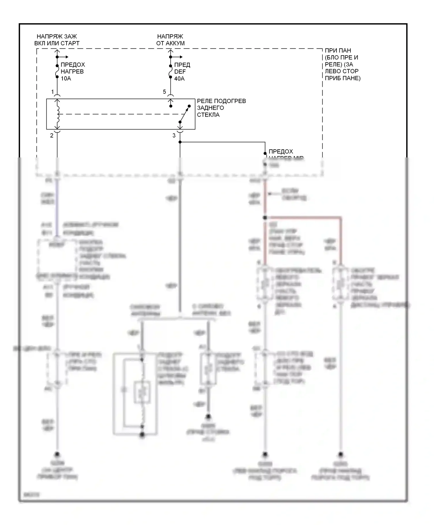 Avalon Toyota XX10 рестайлинг (1997-2000): Электросхема подогрева 