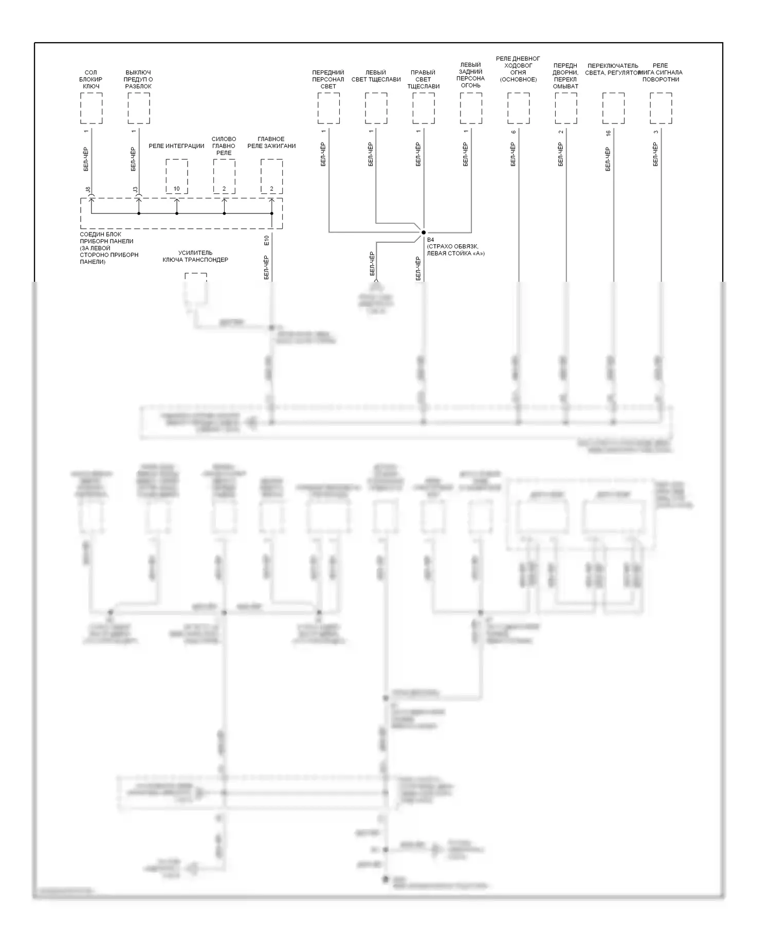 Avalon Toyota XX10 рестайлинг (1997-2000): Электросхема точек подключения масс (2 из 4) 