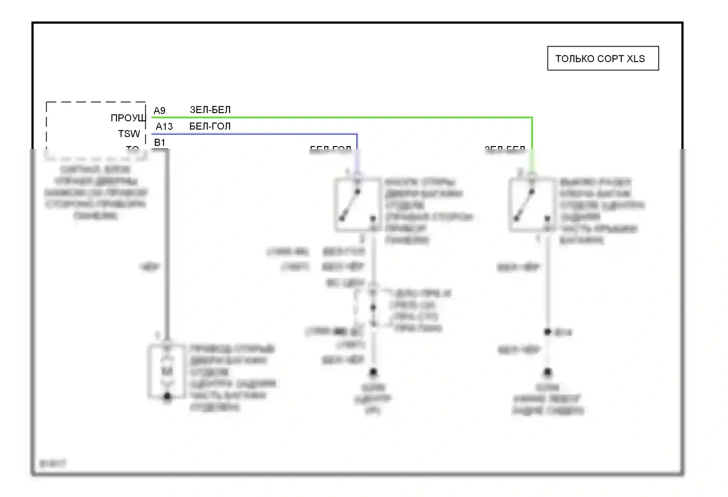 Avalon Toyota XX10 (1994-1997): Электросхема разъединения багажника 