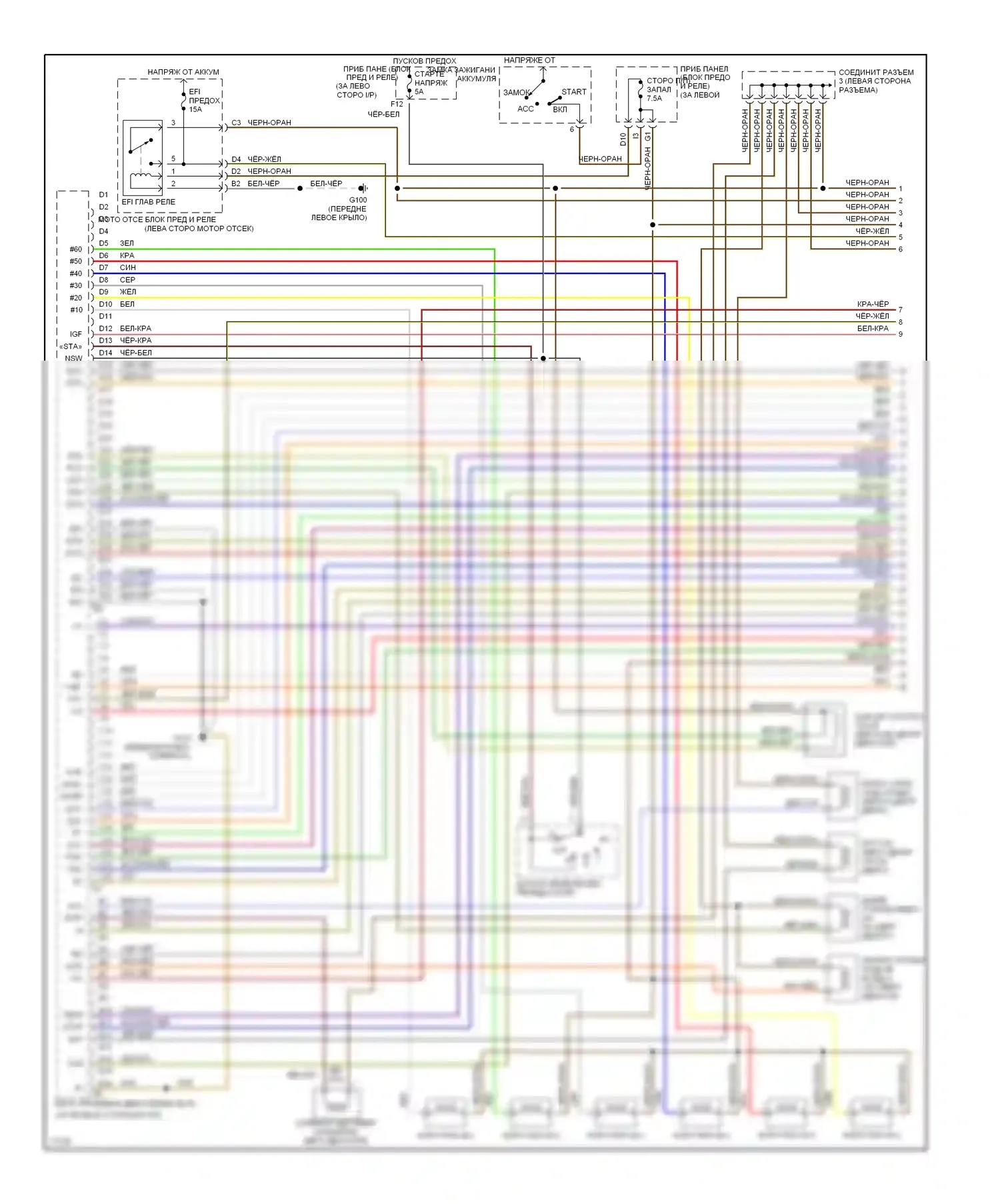 Avalon Toyota XX10 (1994-1997): Электросхема двигателя 3.0ls (1 из 2) 