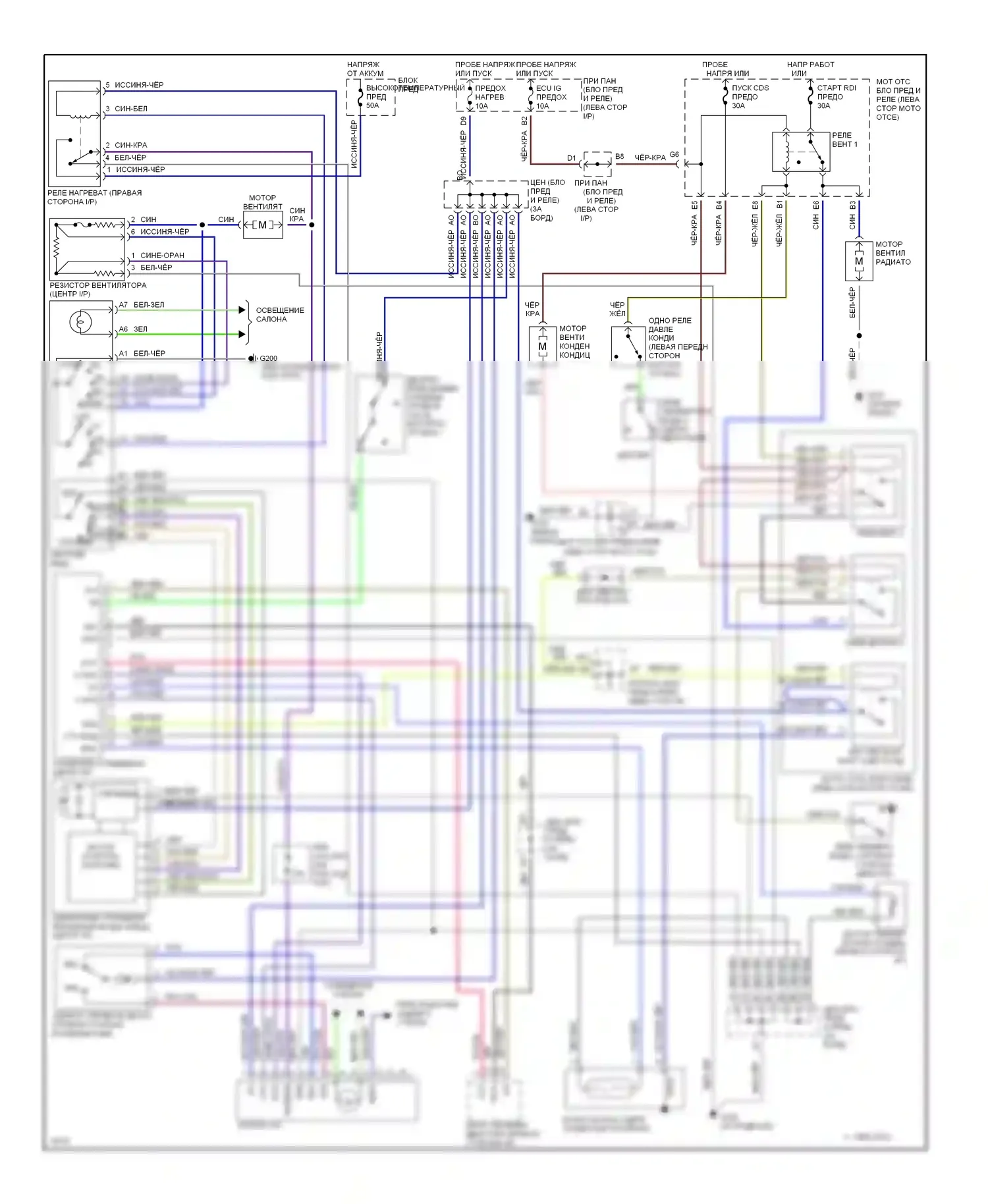 Avalon Toyota XX10 (1994-1997): Электросхема кондиционера, ручной кондиционер 