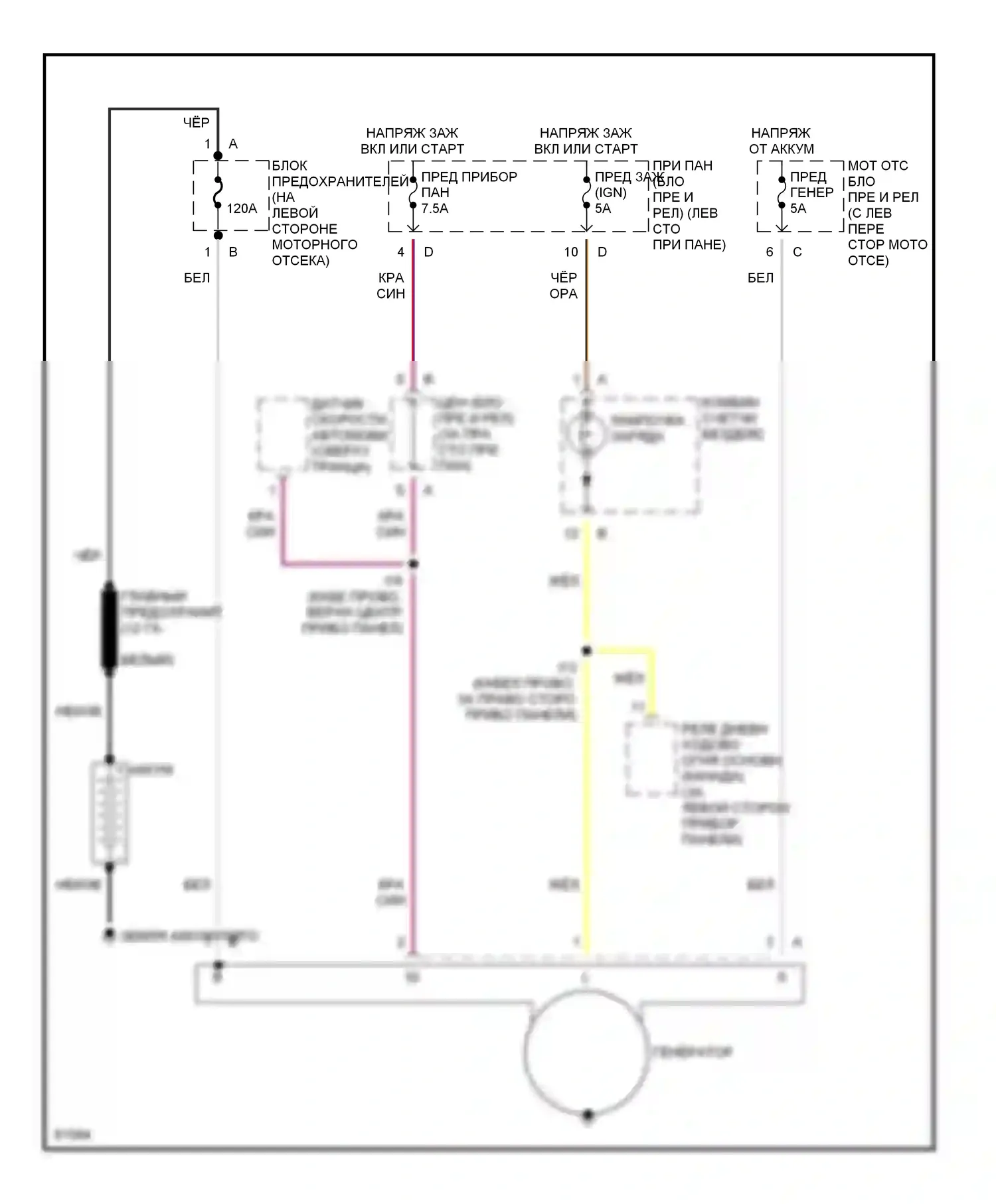 Avalon Toyota XX10 (1994-1997): Электросхема генератора 