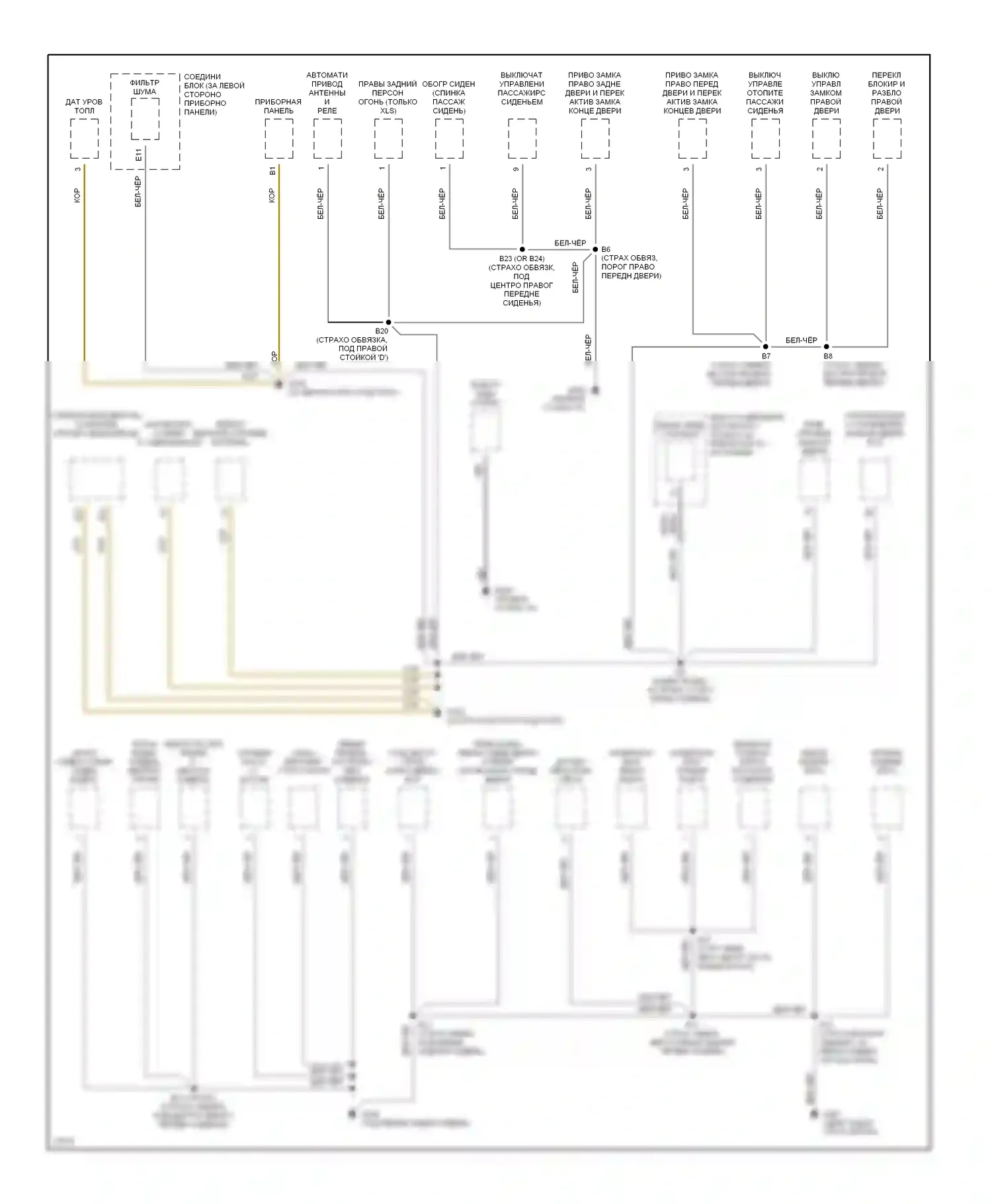Avalon Toyota XX10 (1994-1997): Электросхема точек подключения масс (4 из 4) 