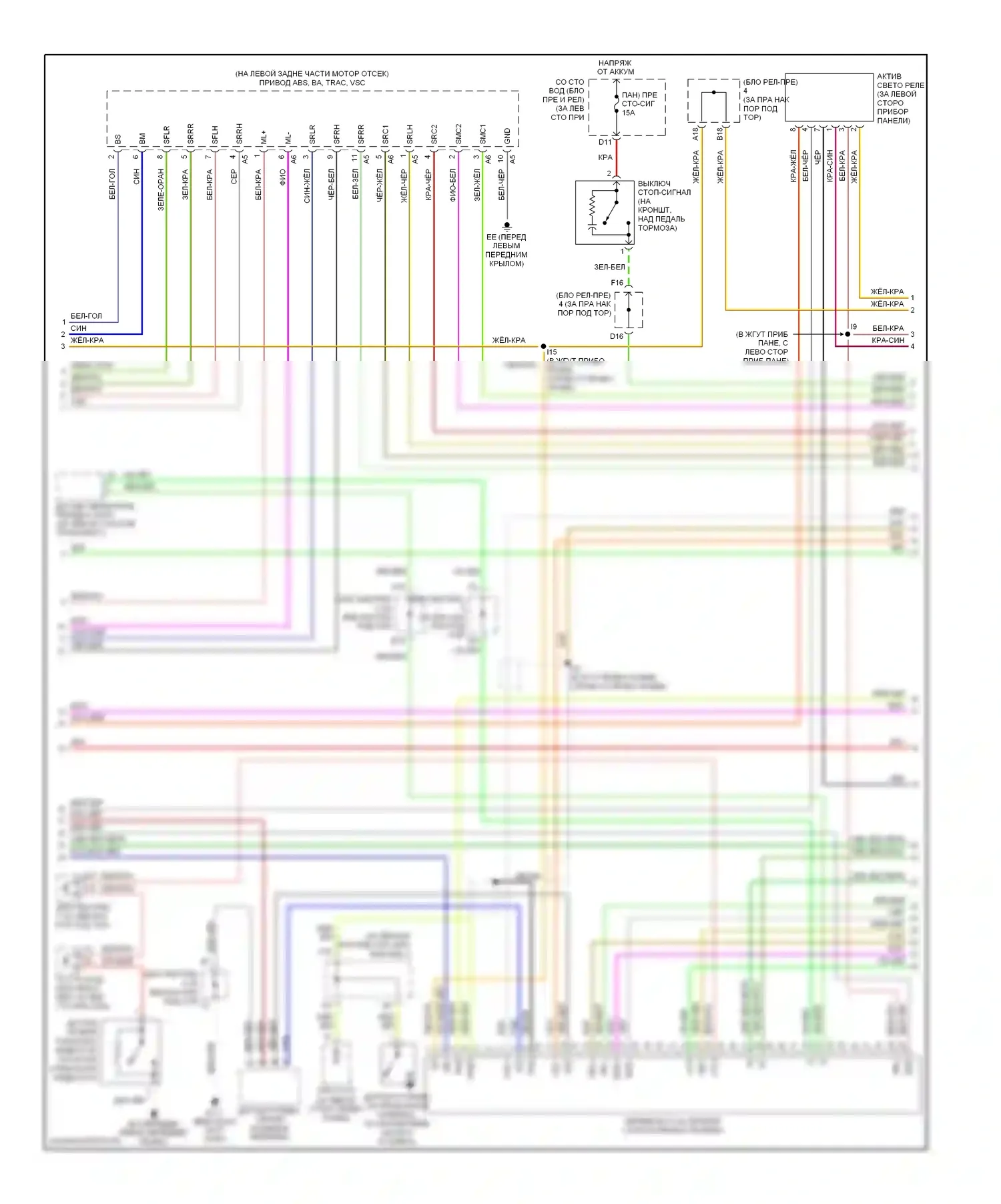 Avalon Toyota XX20 рестайлинг (2002-2005): Антиблокировочная система abs электросхема, с контролем тяги (2 из 3) 