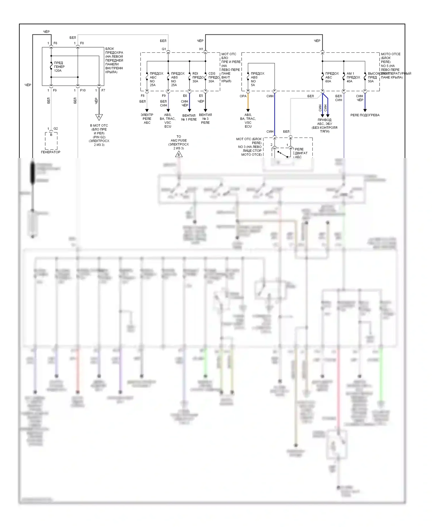 Avalon Toyota XX20 рестайлинг (2002-2005): Электросхема блока предохранителей реле (1 из 3) 