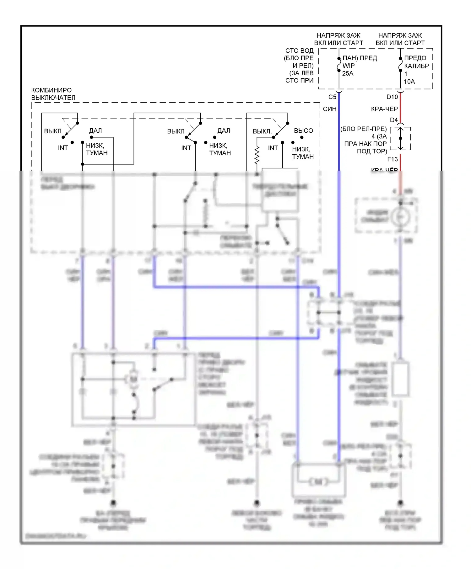 Avalon Toyota XX20 рестайлинг (2002-2005): Дворники и омыватели электросхема, без автоматического дворника 