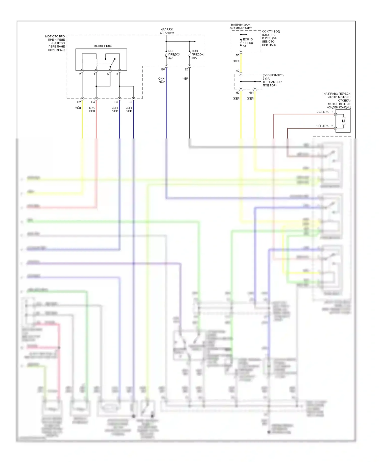 Avalon Toyota XX20 рестайлинг (2002-2005): Электросхема ручного кондиционера (2 из 2) 