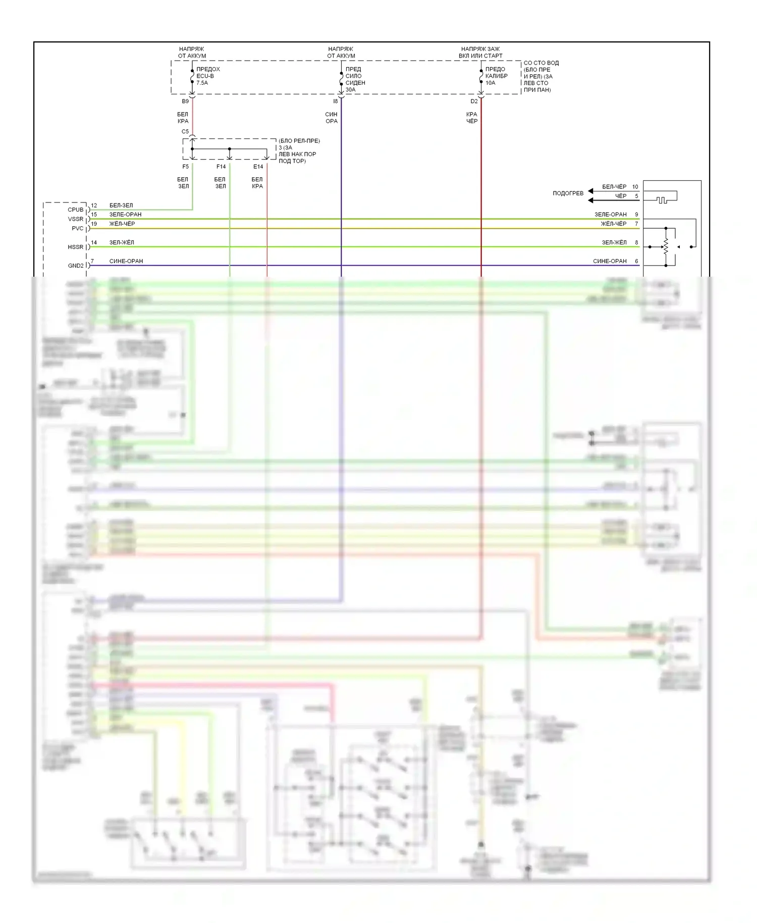 Avalon Toyota XX20 рестайлинг (2002-2005): Электросхема зеркал памяти 