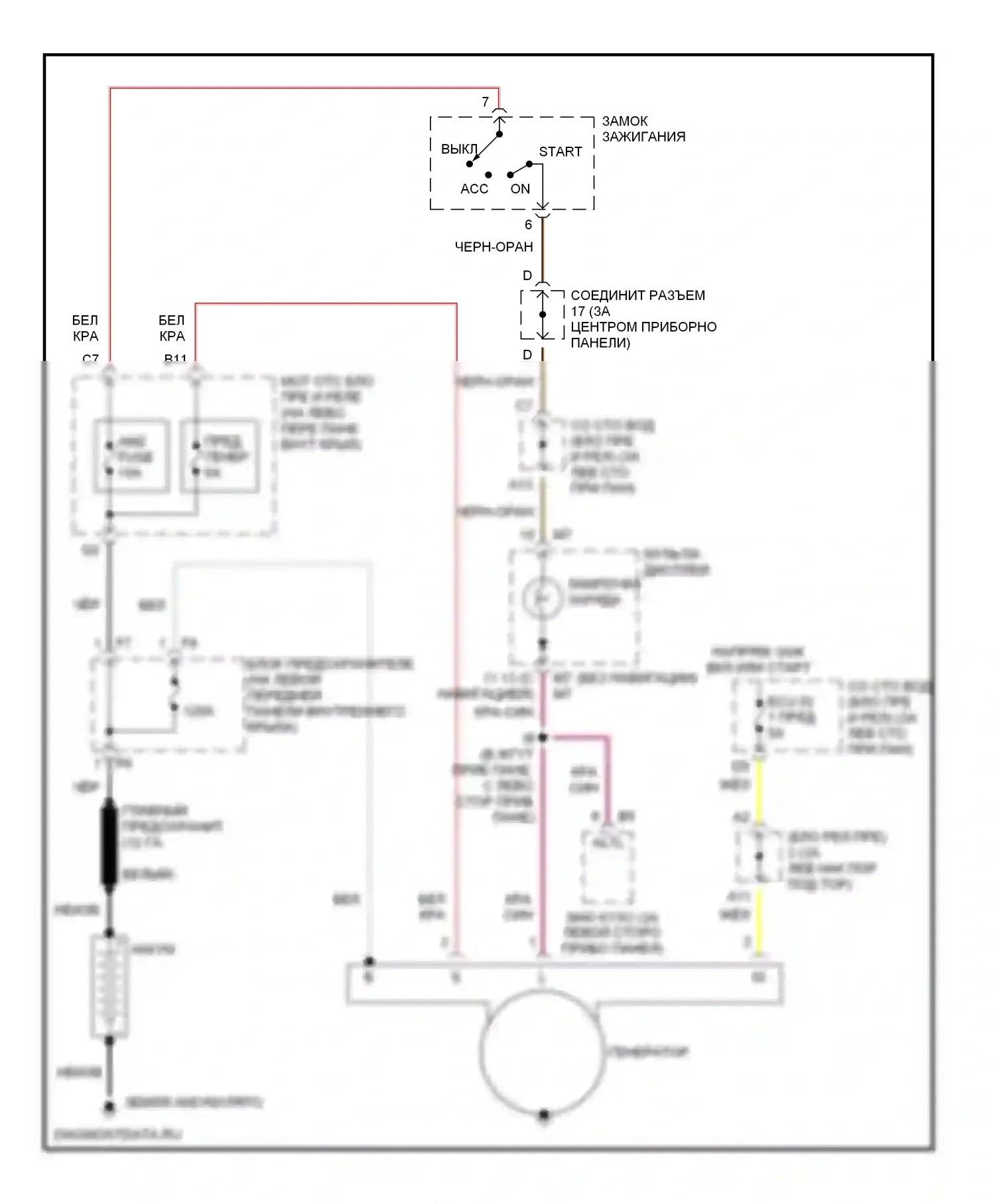 Avalon Toyota XX20 рестайлинг (2002-2005): Электросхема генератора 