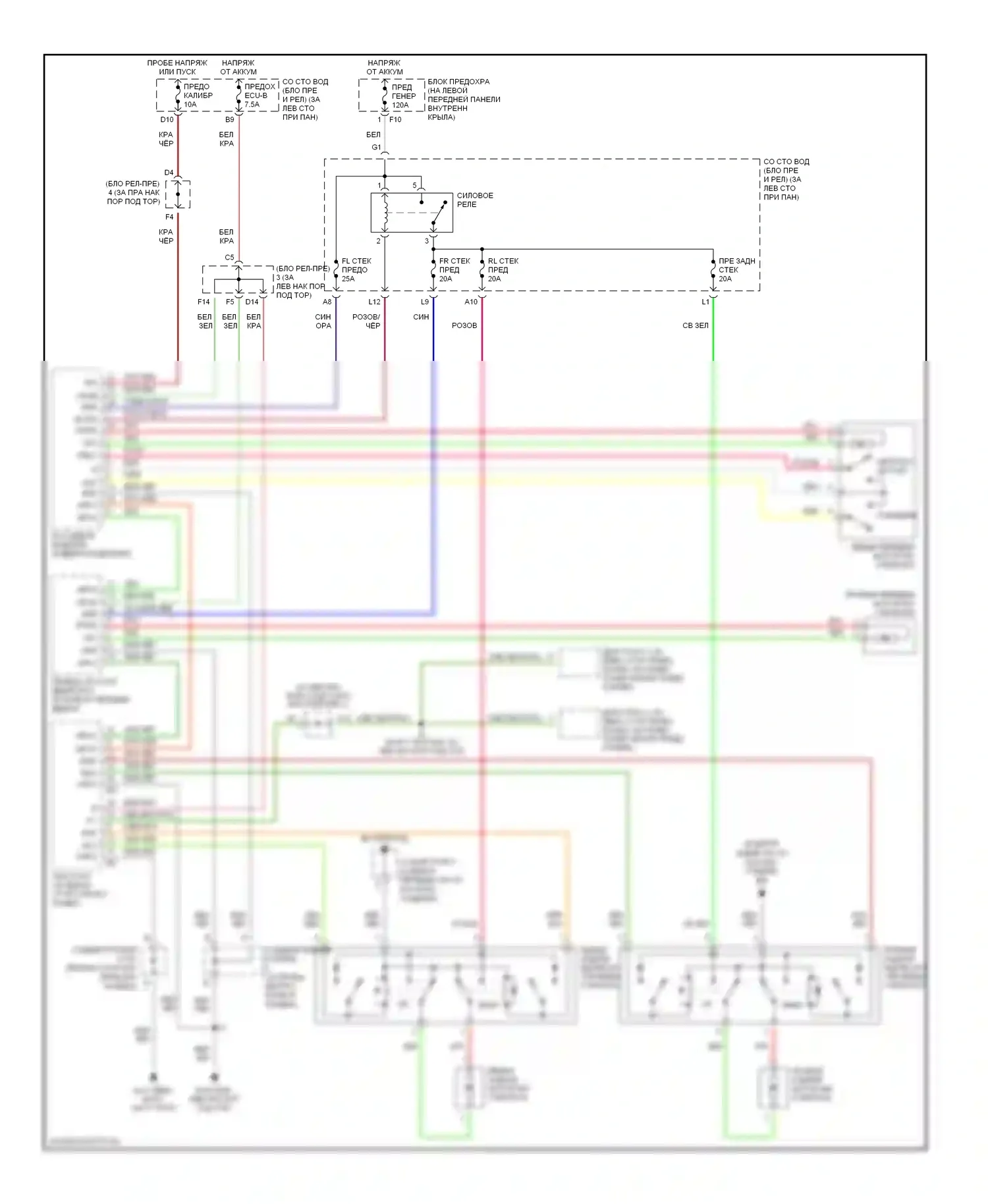 Avalon Toyota XX20 рестайлинг (2002-2005): Стеклоподъемники электросхема 