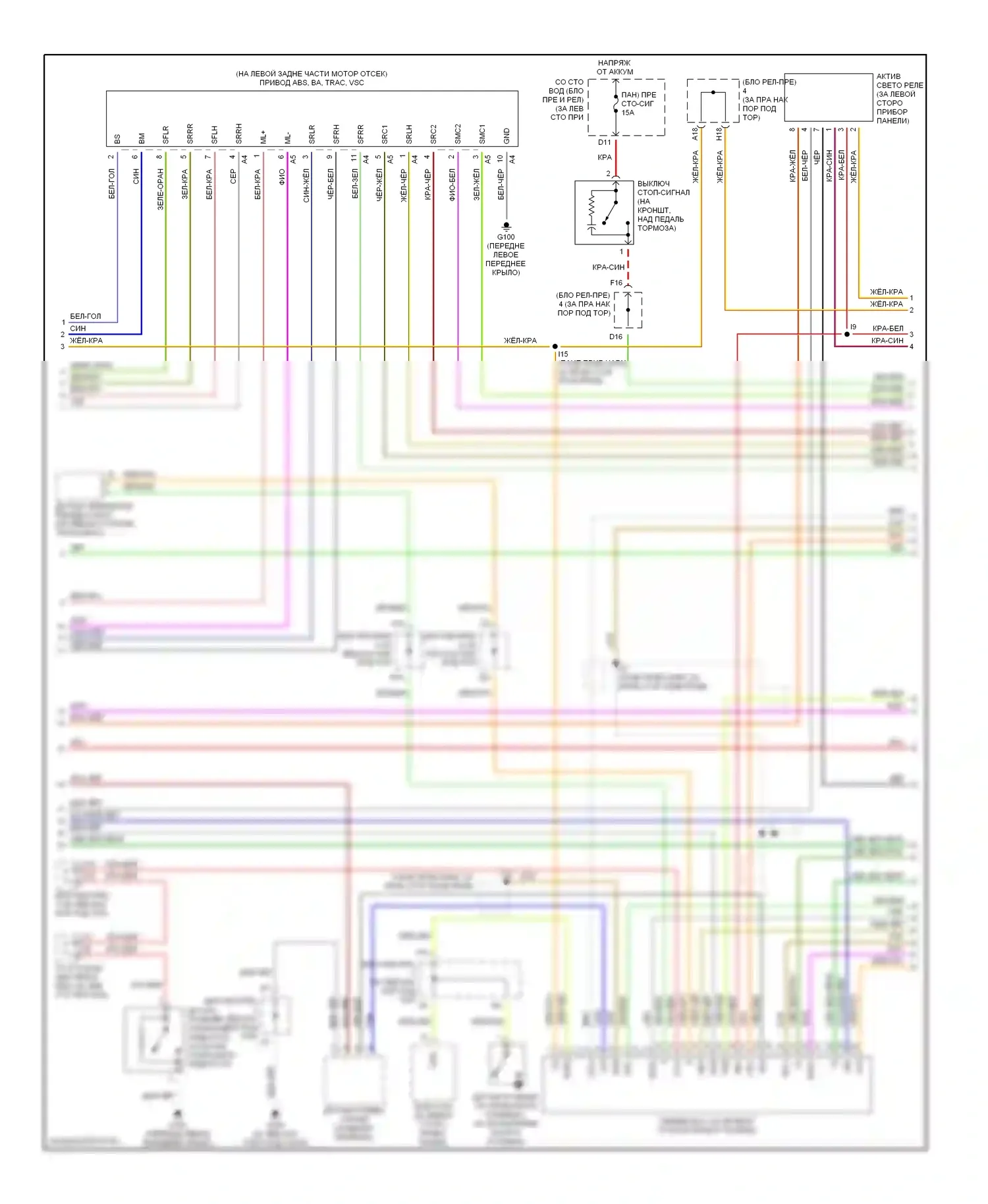 Avalon Toyota XX20 (1999-2002): Электросхемы антиблокировочной системы abs, с контролем тяги (2 из 3) 