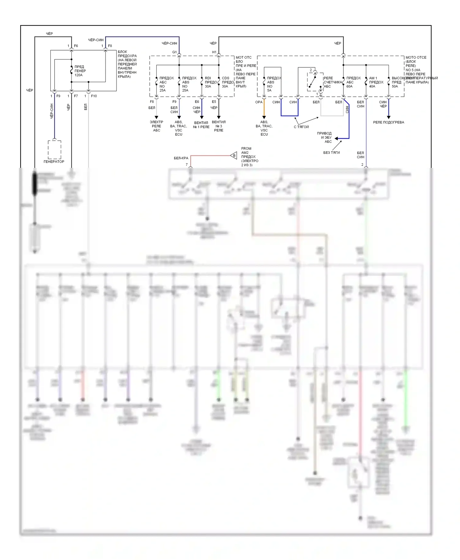 Avalon Toyota XX20 (1999-2002): Электросхема блока предохранителей реле (1 из 3) 