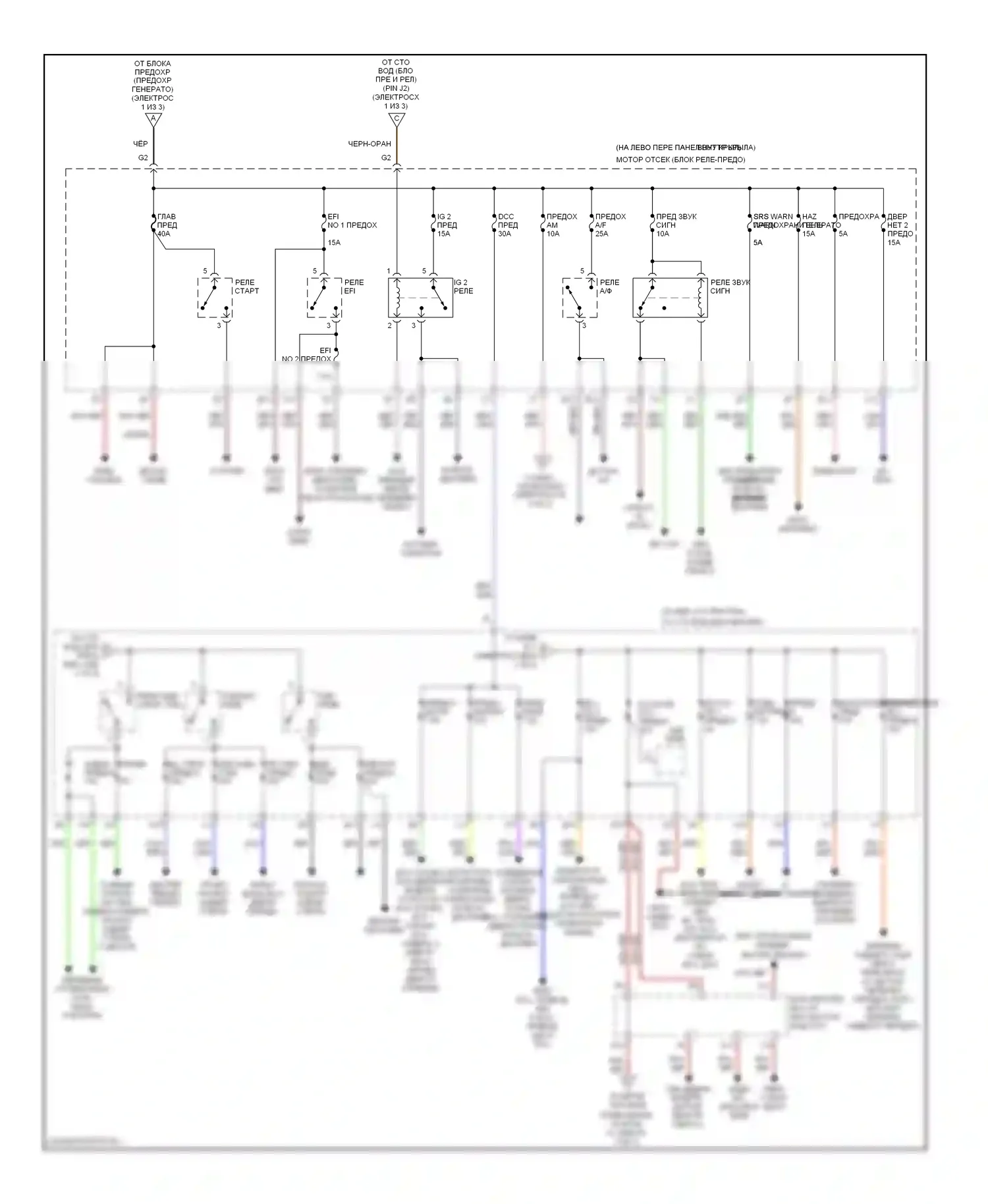 Avalon Toyota XX20 (1999-2002): Электросхема блока предохранителей реле (2 из 3) 