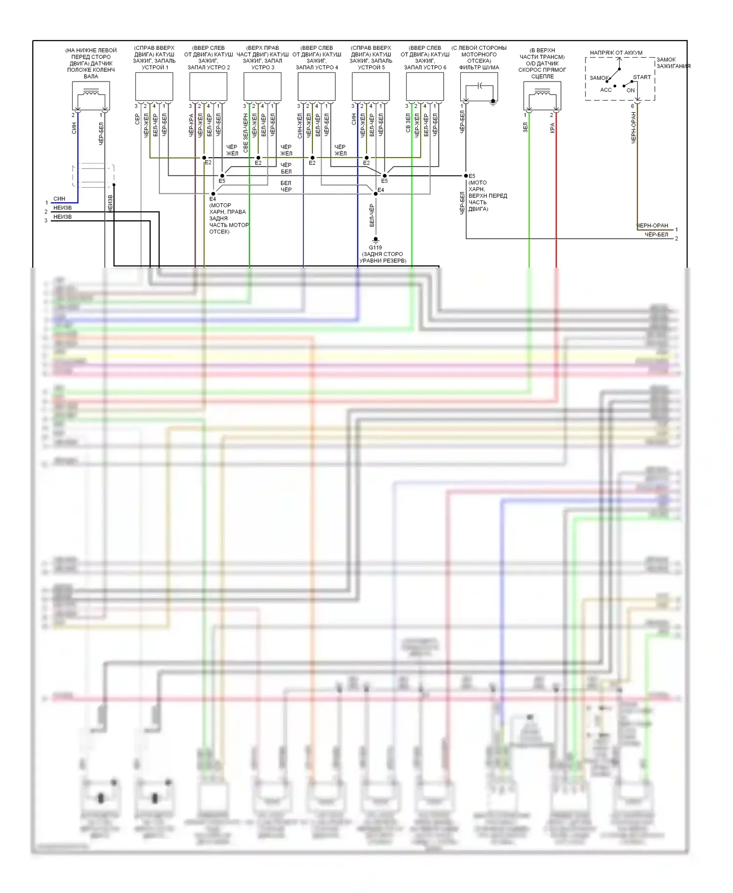 Avalon Toyota XX20 (1999-2002): Электросхема двигателя 3.0ls (2 из 4) 