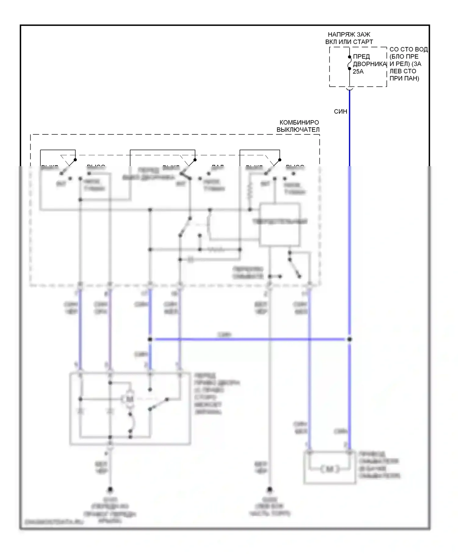 Avalon Toyota XX20 (1999-2002): Дворники и омыватели электросхема 