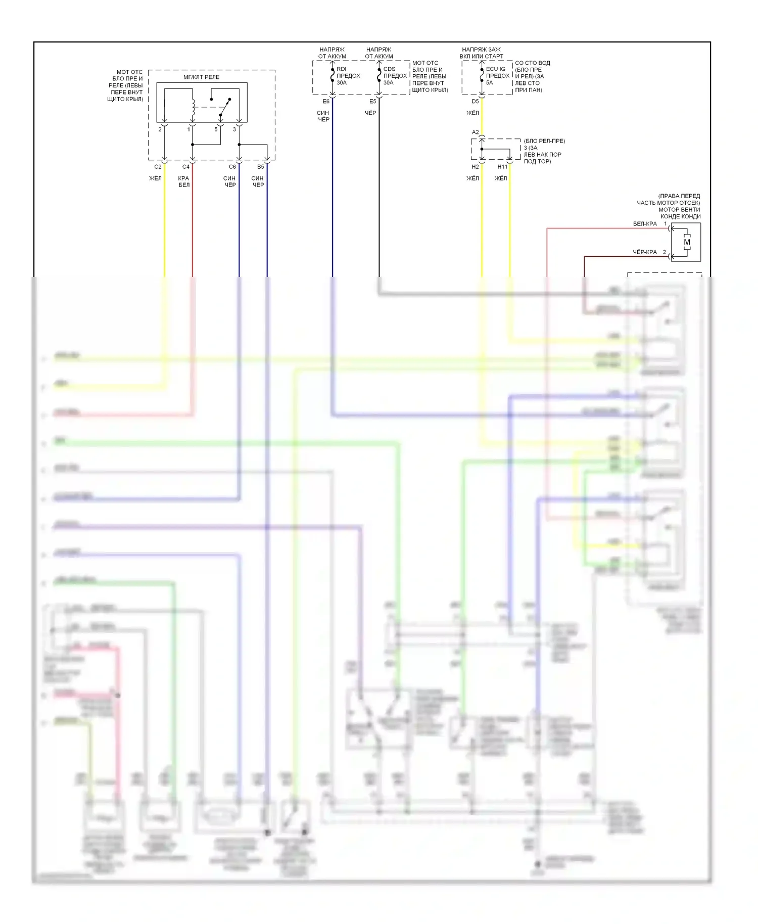 Avalon Toyota XX20 (1999-2002): Электросхема ручного кондиционера (2 из 2) 