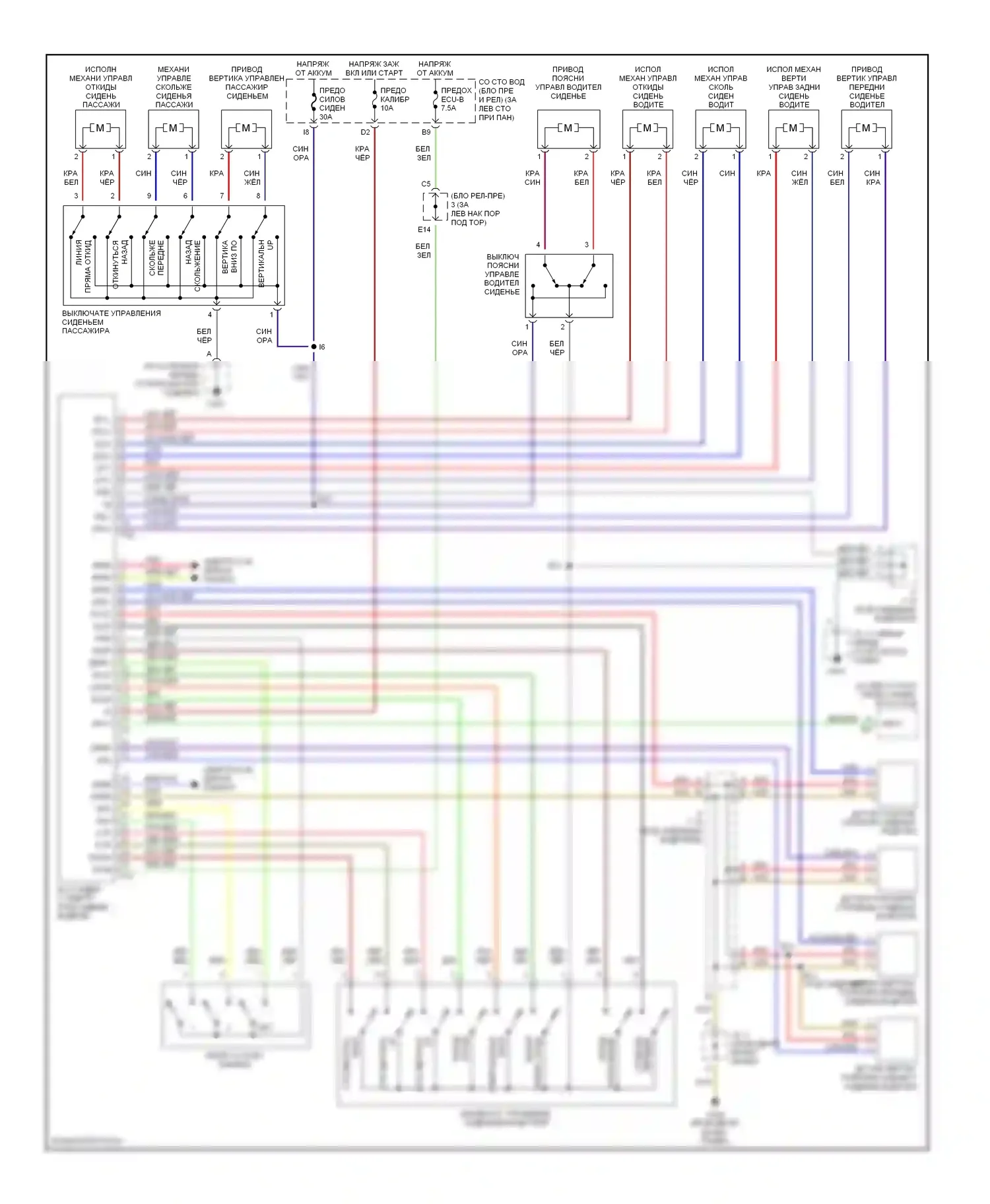 Avalon Toyota XX20 (1999-2002): Электросхема сиденья памяти 