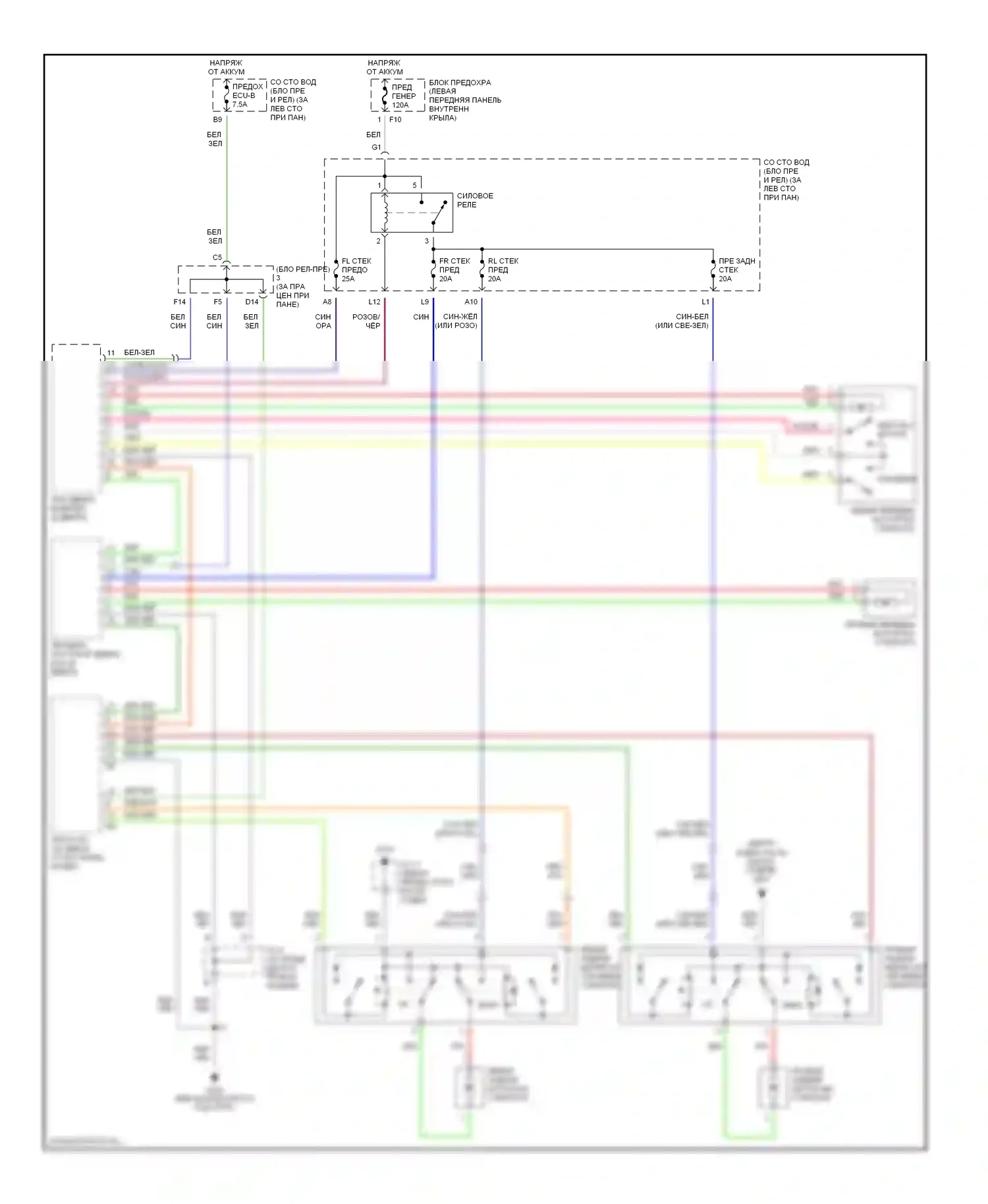 Avalon Toyota XX20 (1999-2002): Электросхема стеклоподъемника 