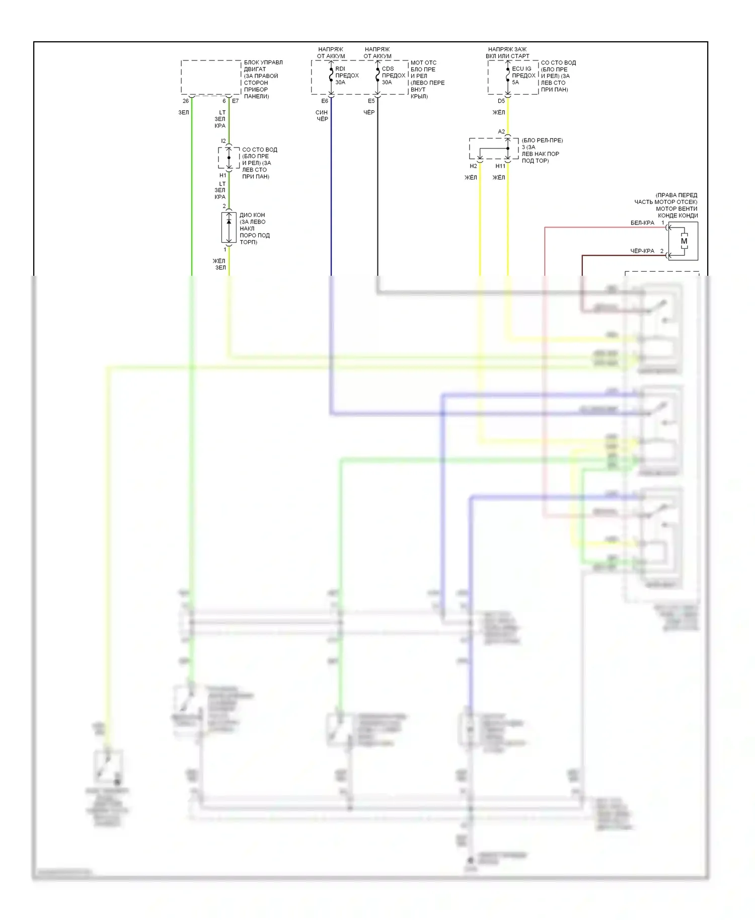 Avalon Toyota XX20 (1999-2002): Электросхема вентилятора охлаждения 