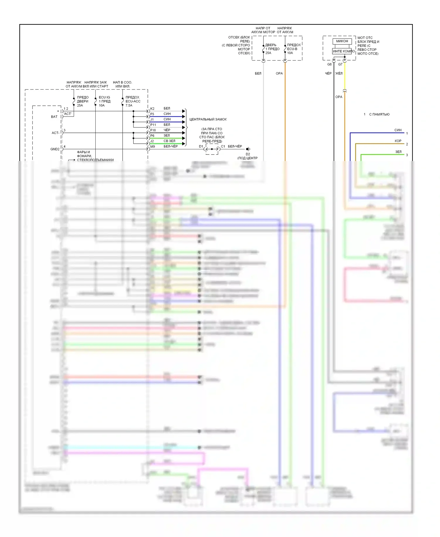 Avalon Toyota XX30 рестайлинг (2007-2010): Электросхема блоков управления кузовом (1 из 2) 