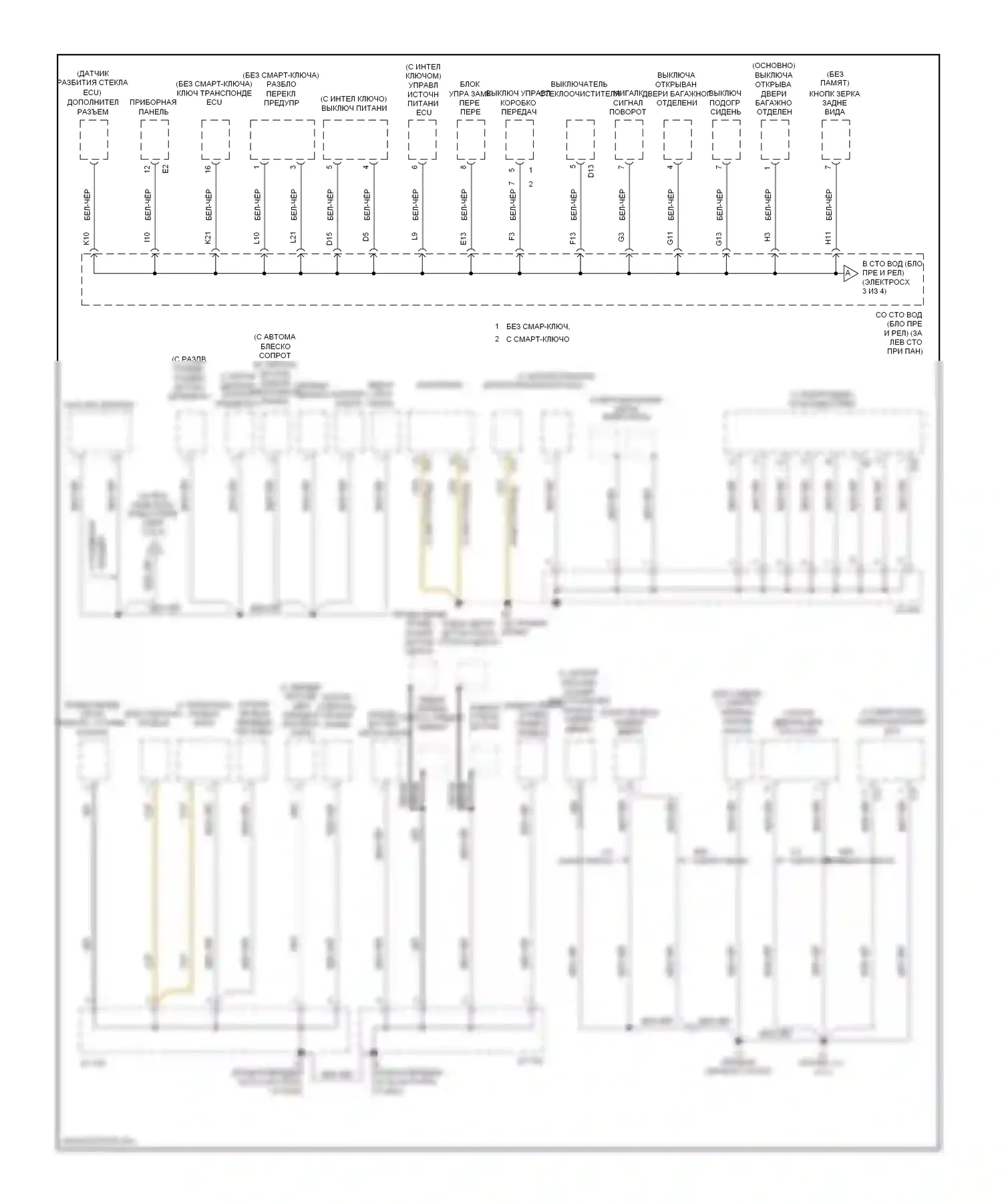 Avalon Toyota XX30 рестайлинг (2007-2010): Электросхема точек подключения масс (2 из 4) 