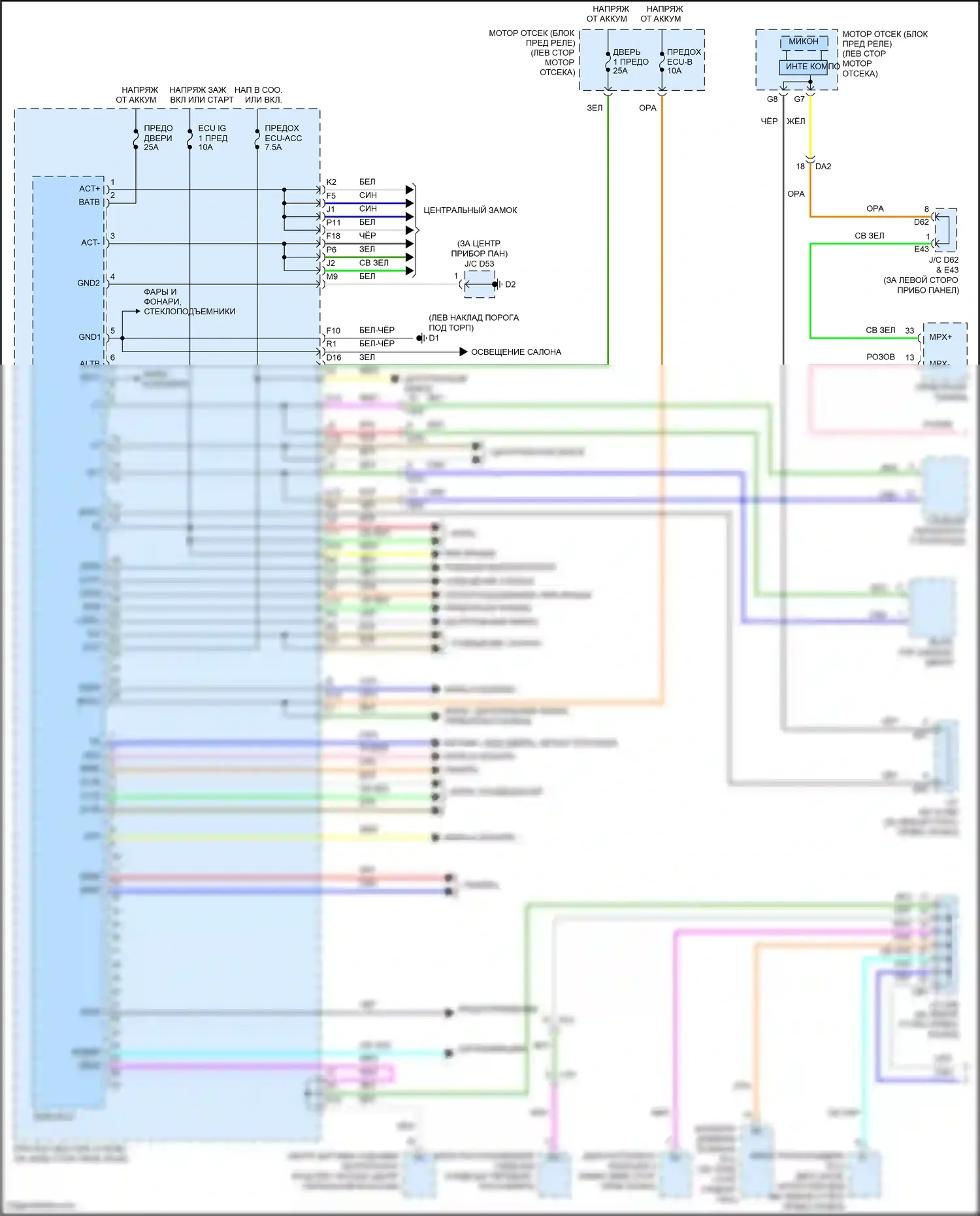 Avalon Toyota XX30 рестайлинг 2 (2010-2012): Электросхема блоков управления кузовом (1 из 2) 
