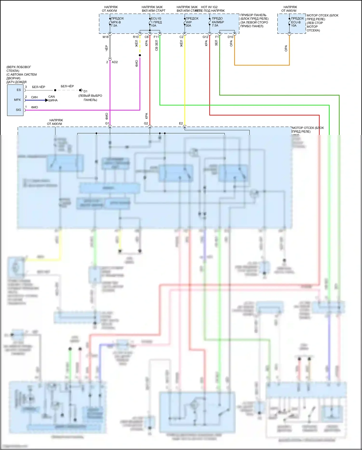 Avalon Toyota XX30 рестайлинг 2 (2010-2012): Дворники и омыватели электросхема 