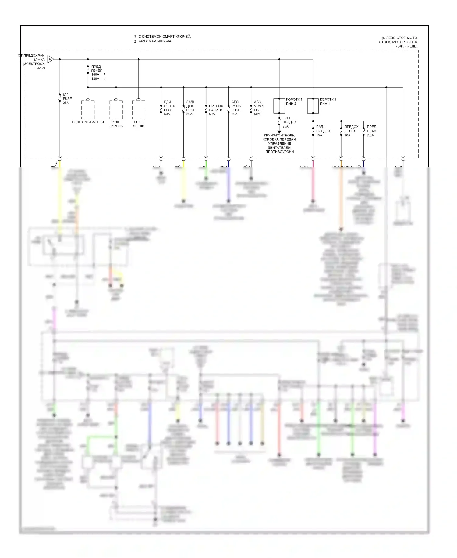 Avalon Toyota XX30 (2005-2007): Электросхема блока предохранителей реле (2 из 2) 